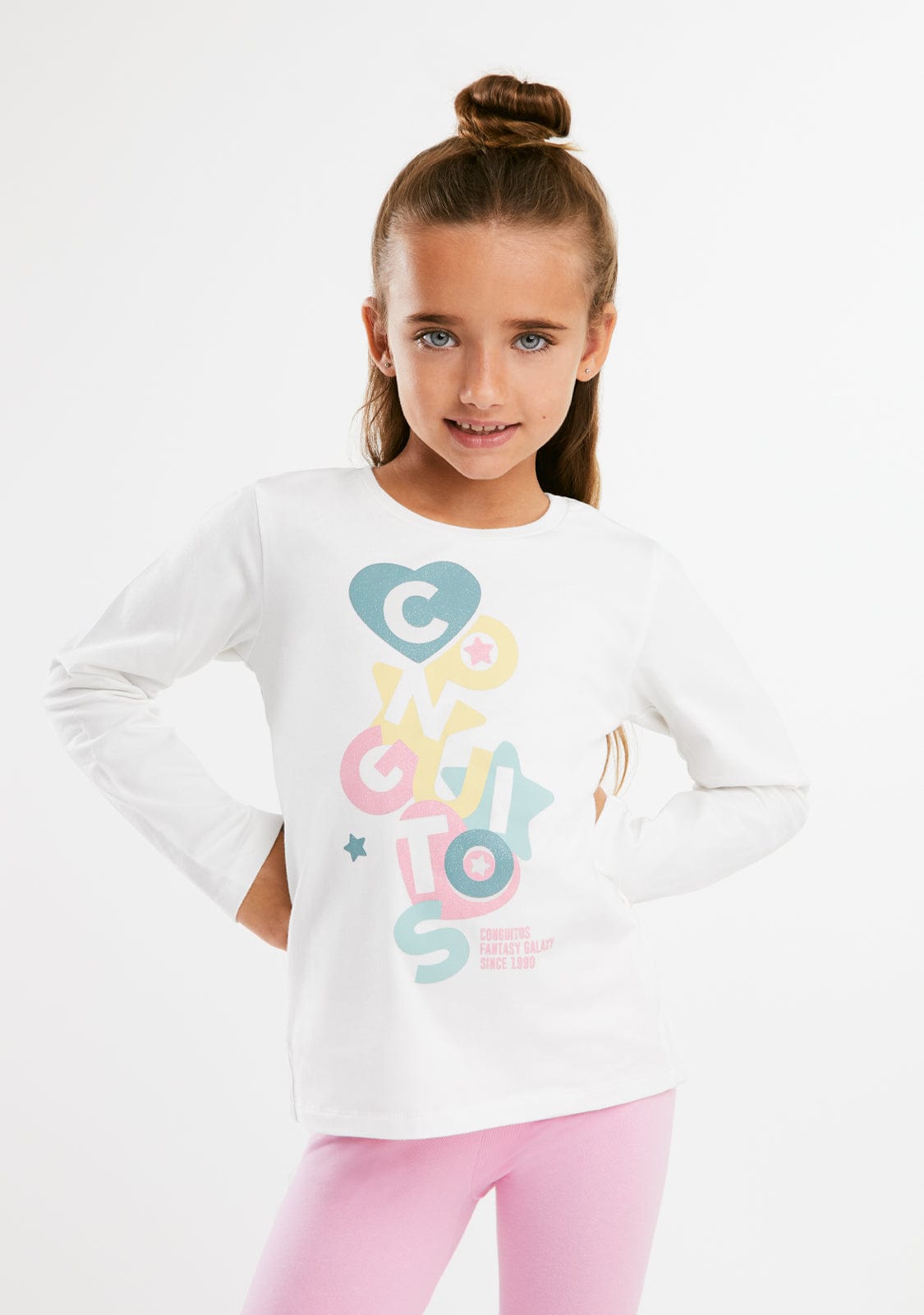 Girls’ Kimono Sleeve Allover Cotton T-Shirt