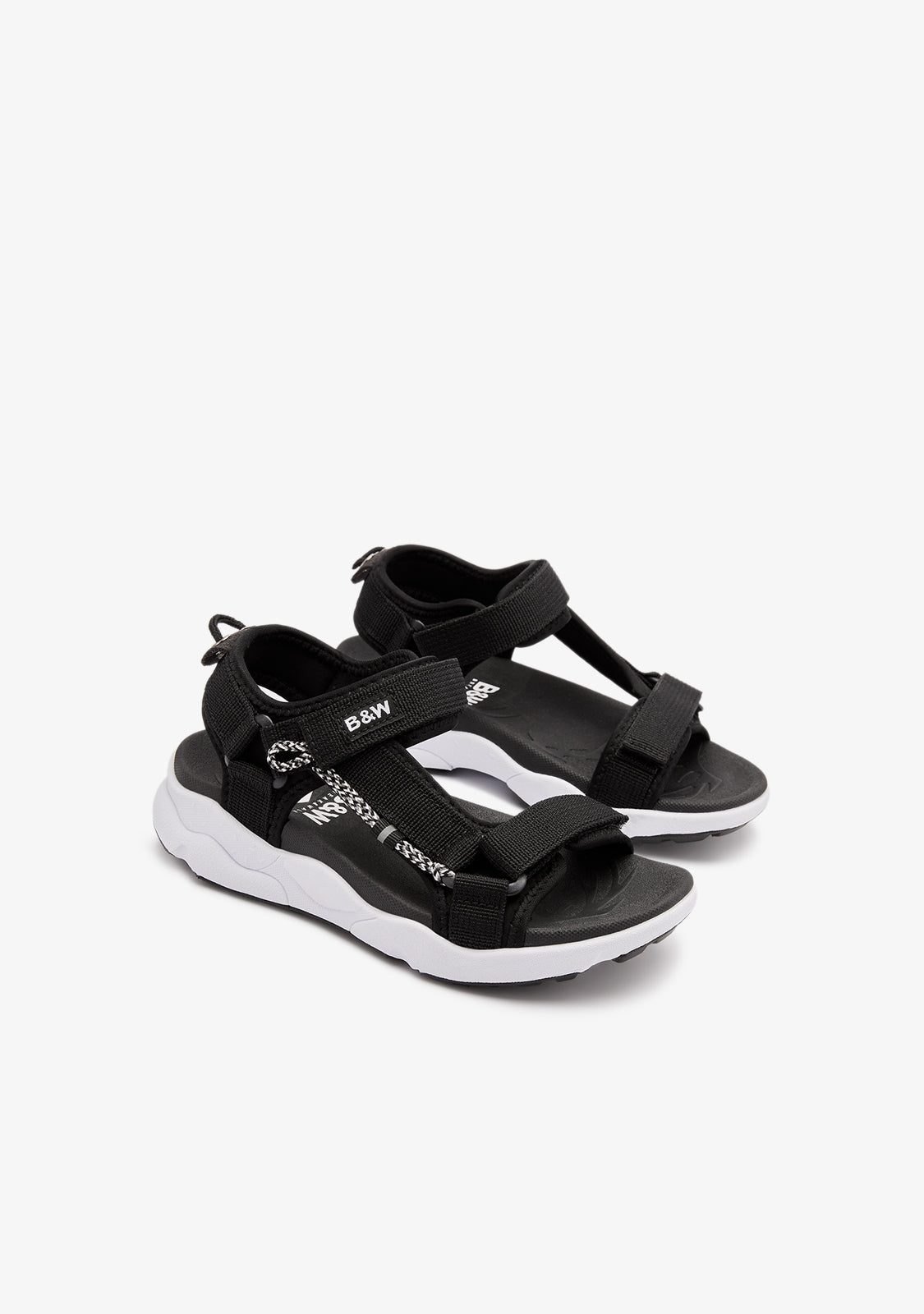 Black Canvas Strip Sandals
