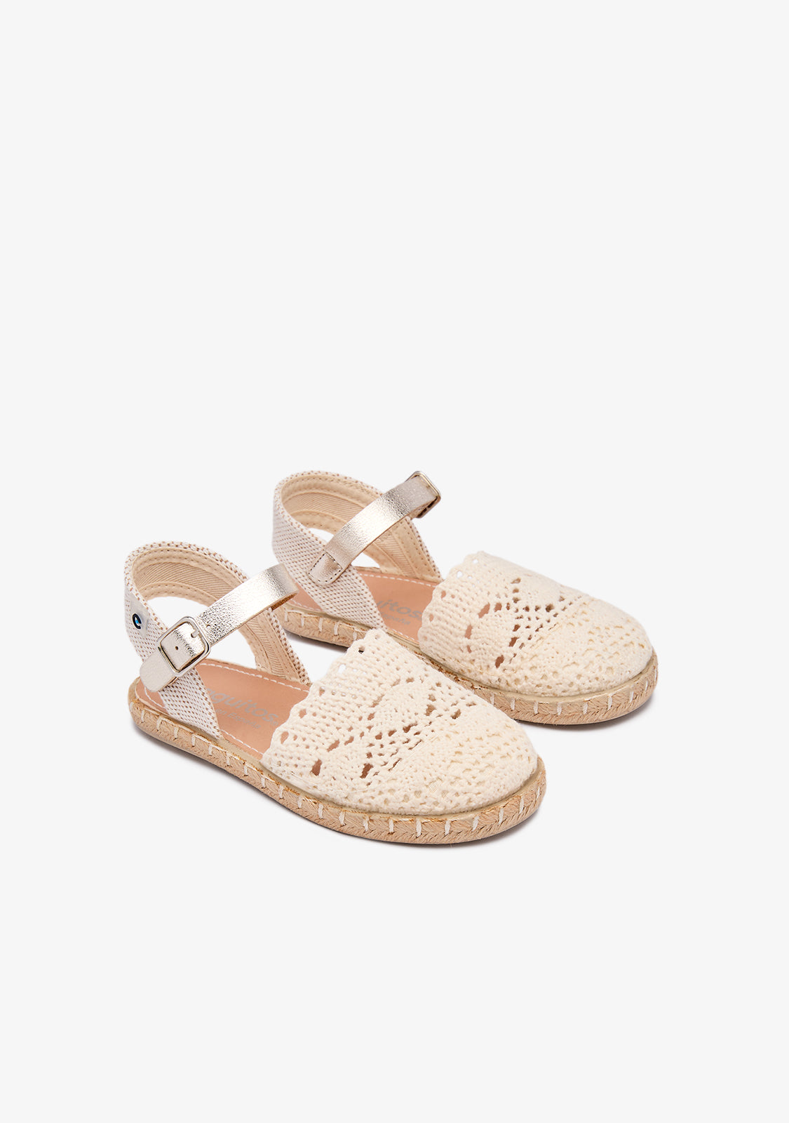 Beige Embroidery Buckle Espadrilles