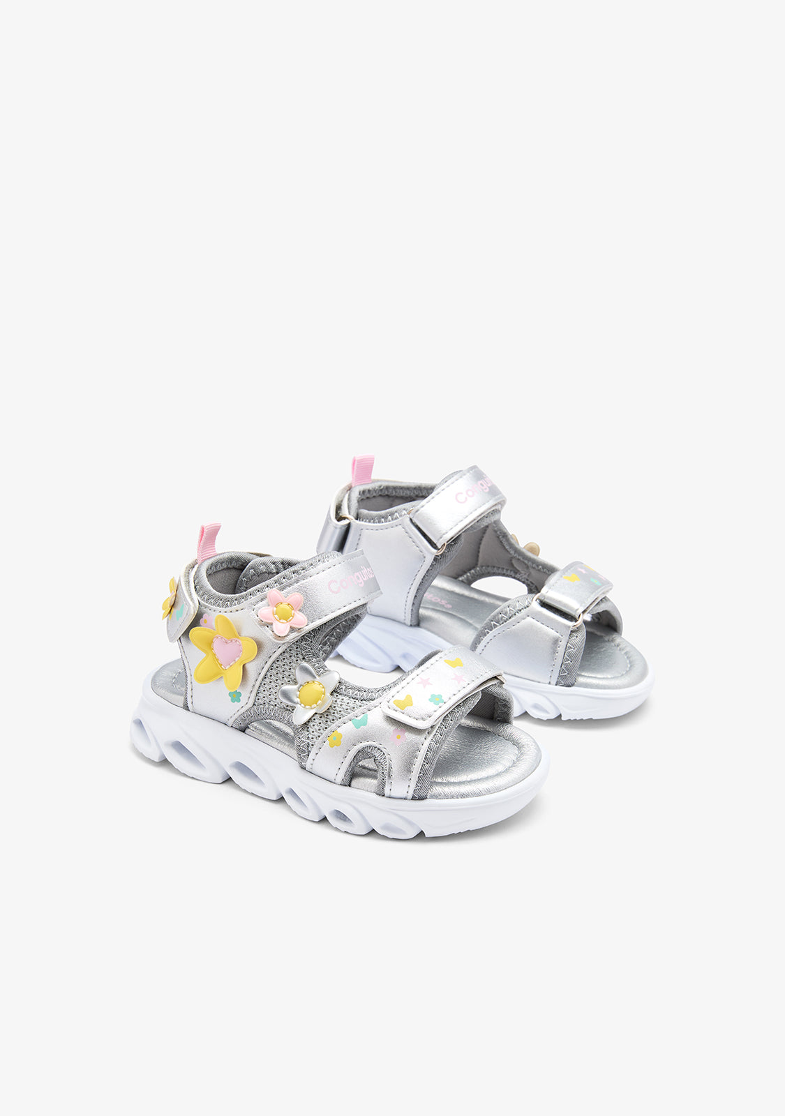 Silver Flowers Light Sandals