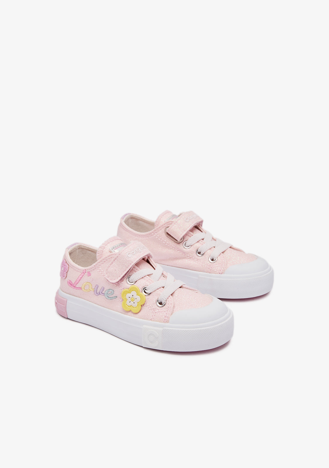 Pink Glitter Flowers Sneakers