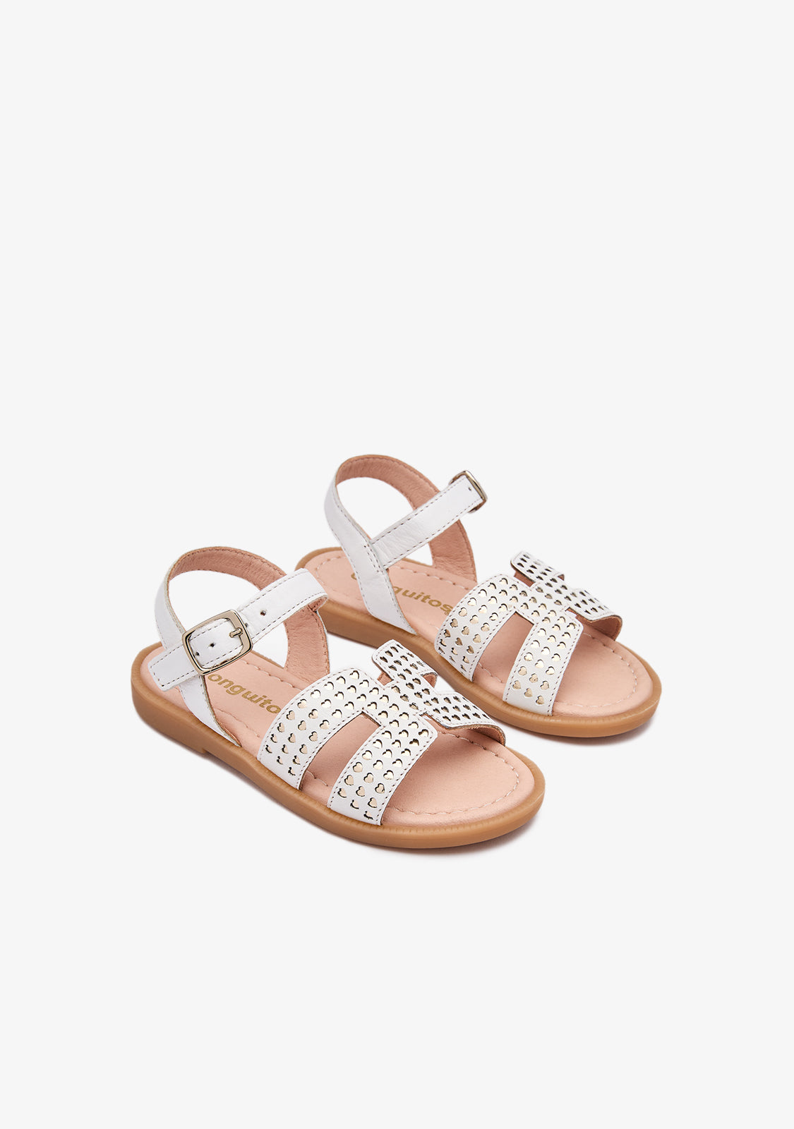 White Gold Hearts Sandals