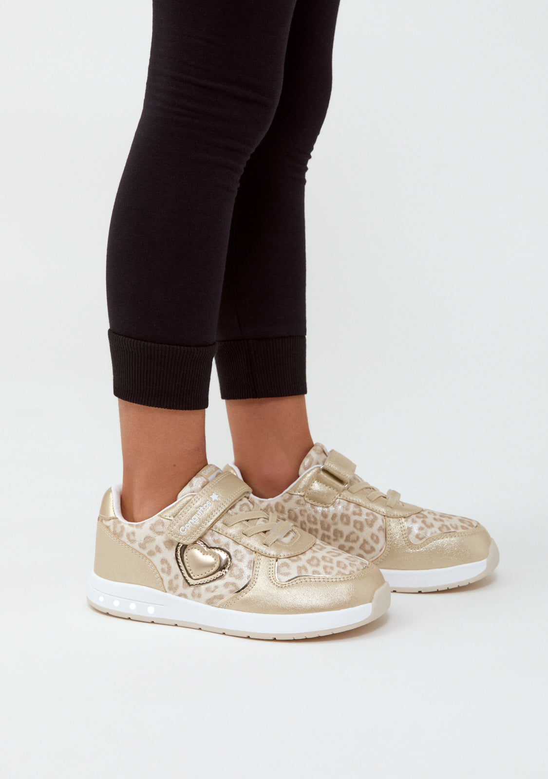 Gold Leopard Light-Up Barefoot Sneakers