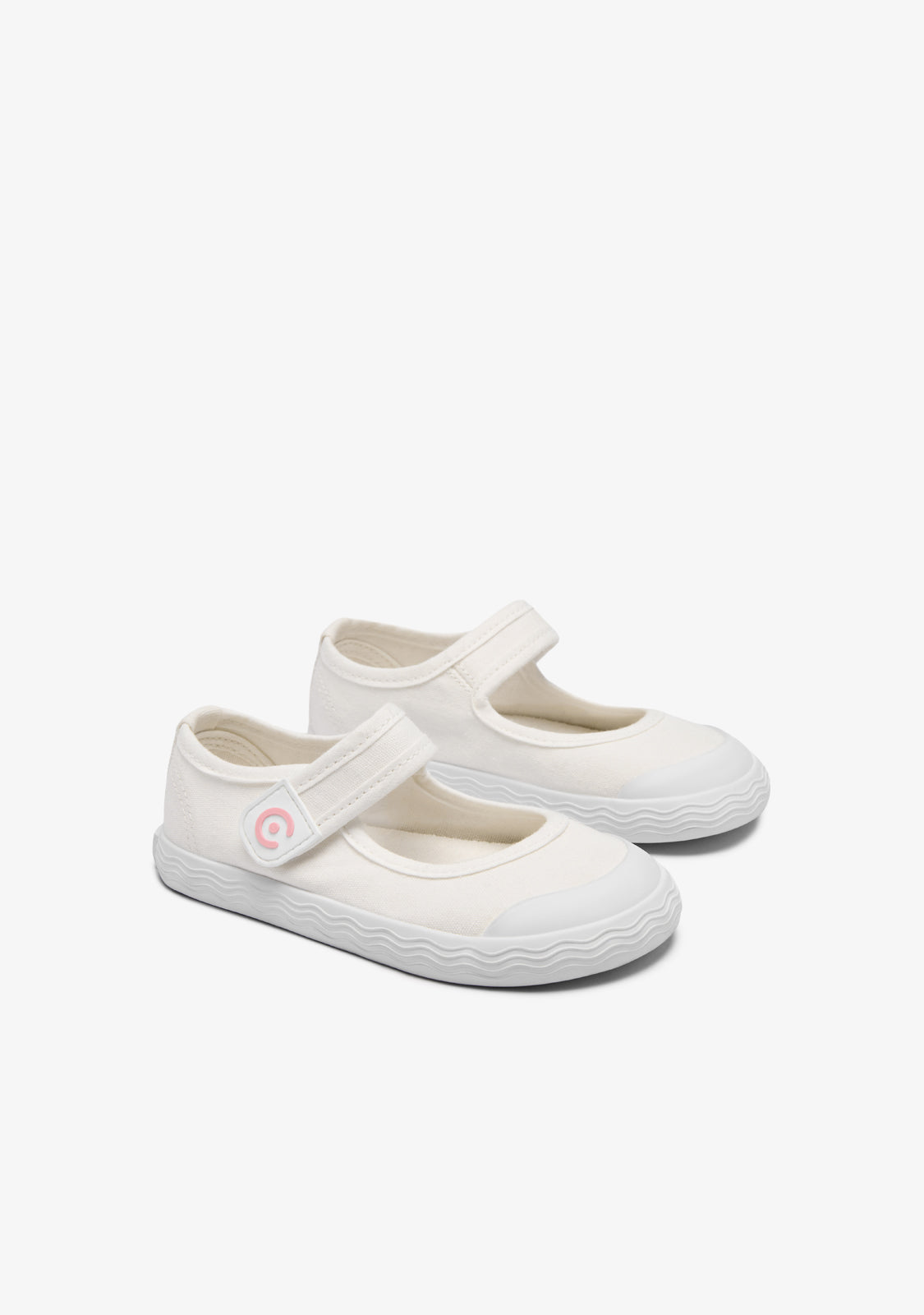 White Canvas Barefoot Goflex Mary Janes