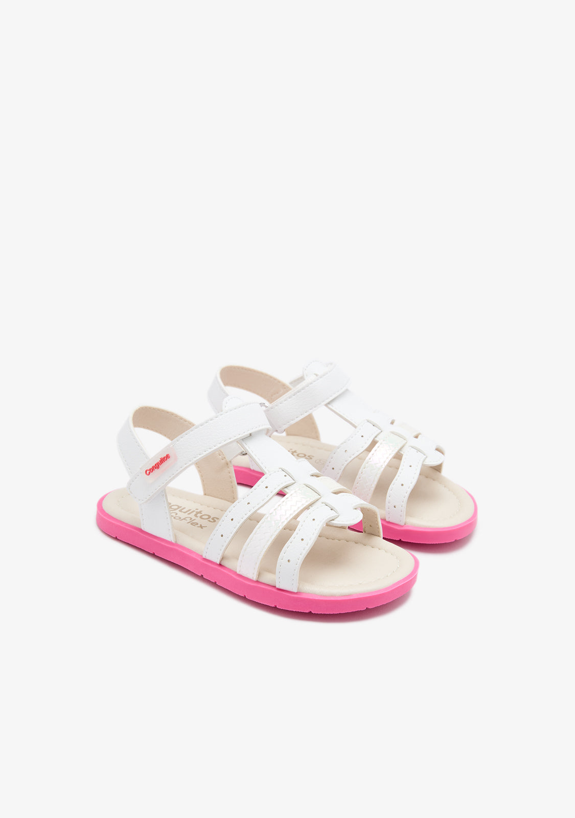 Sandalias Barefoot Goflex blancas y rosas
