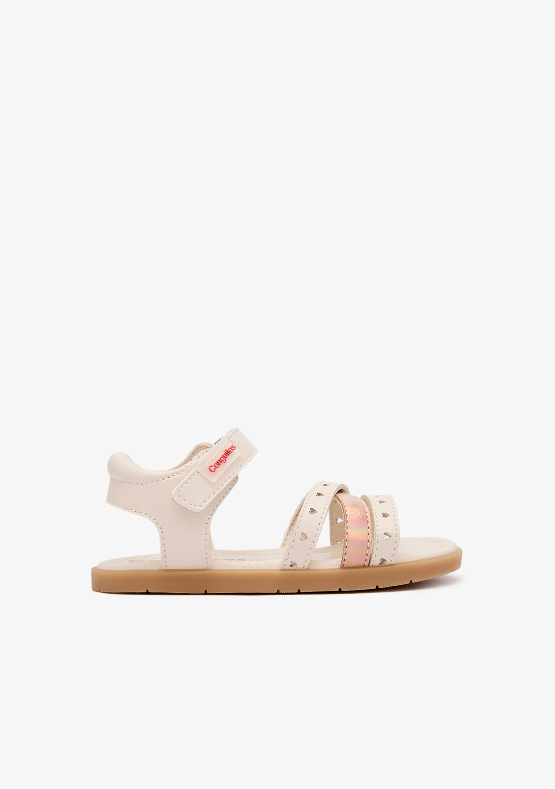 Beige Strips Hearts Barefoot Goflex Sandals