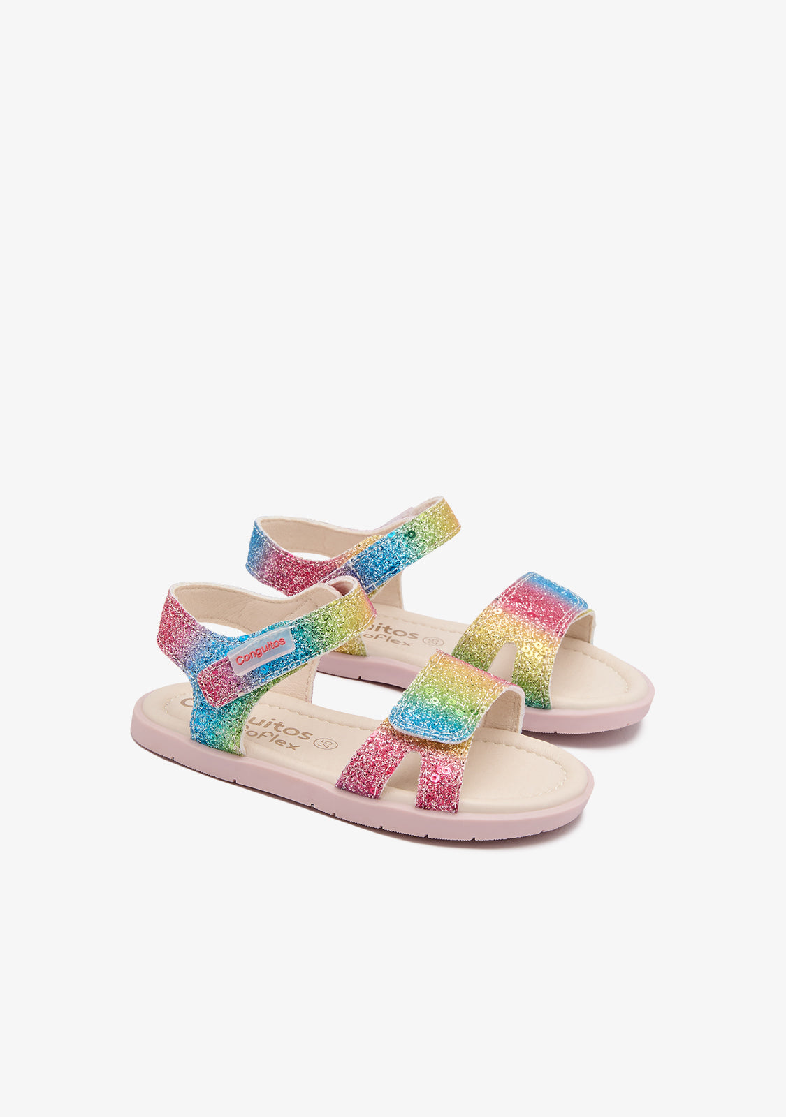 Sandales Goflex barefoot à paillettes arc-en-ciel