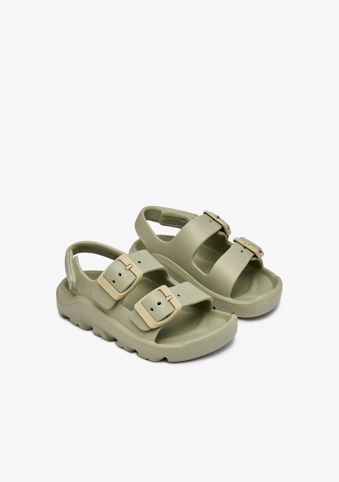 Khaki Double Buckle Sandals