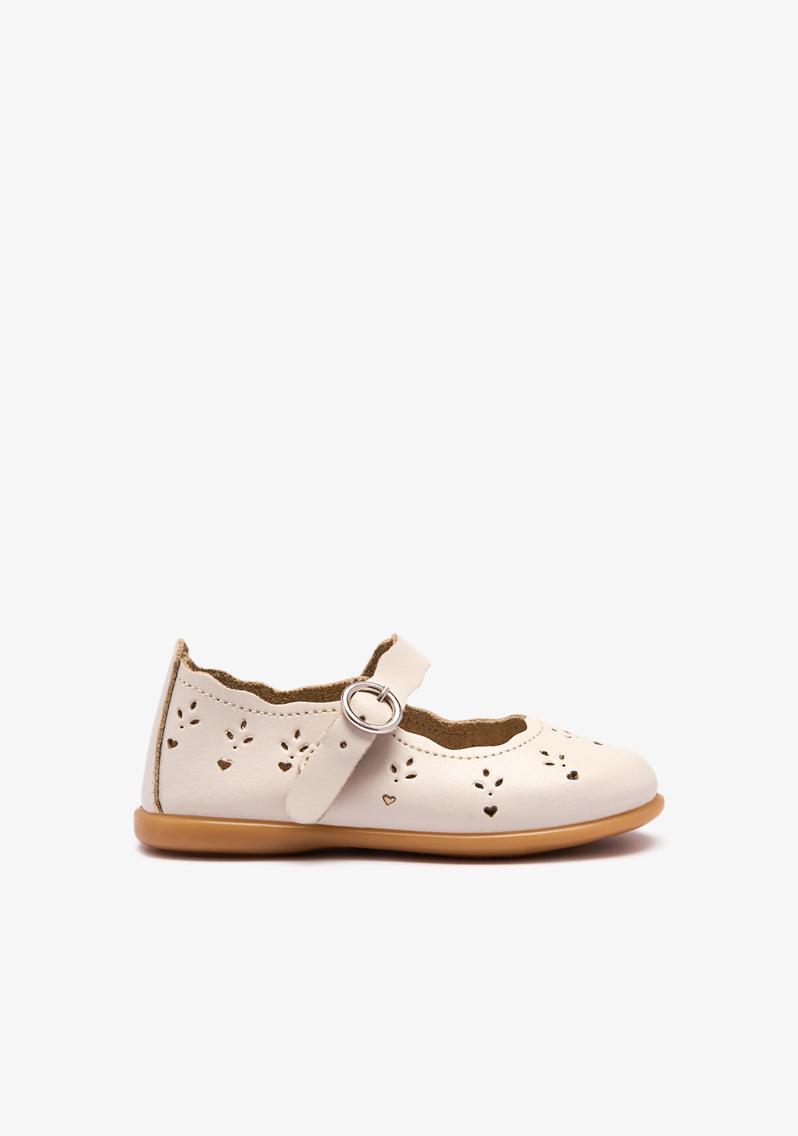 Beige Flowers Washable Baby Ballerinas