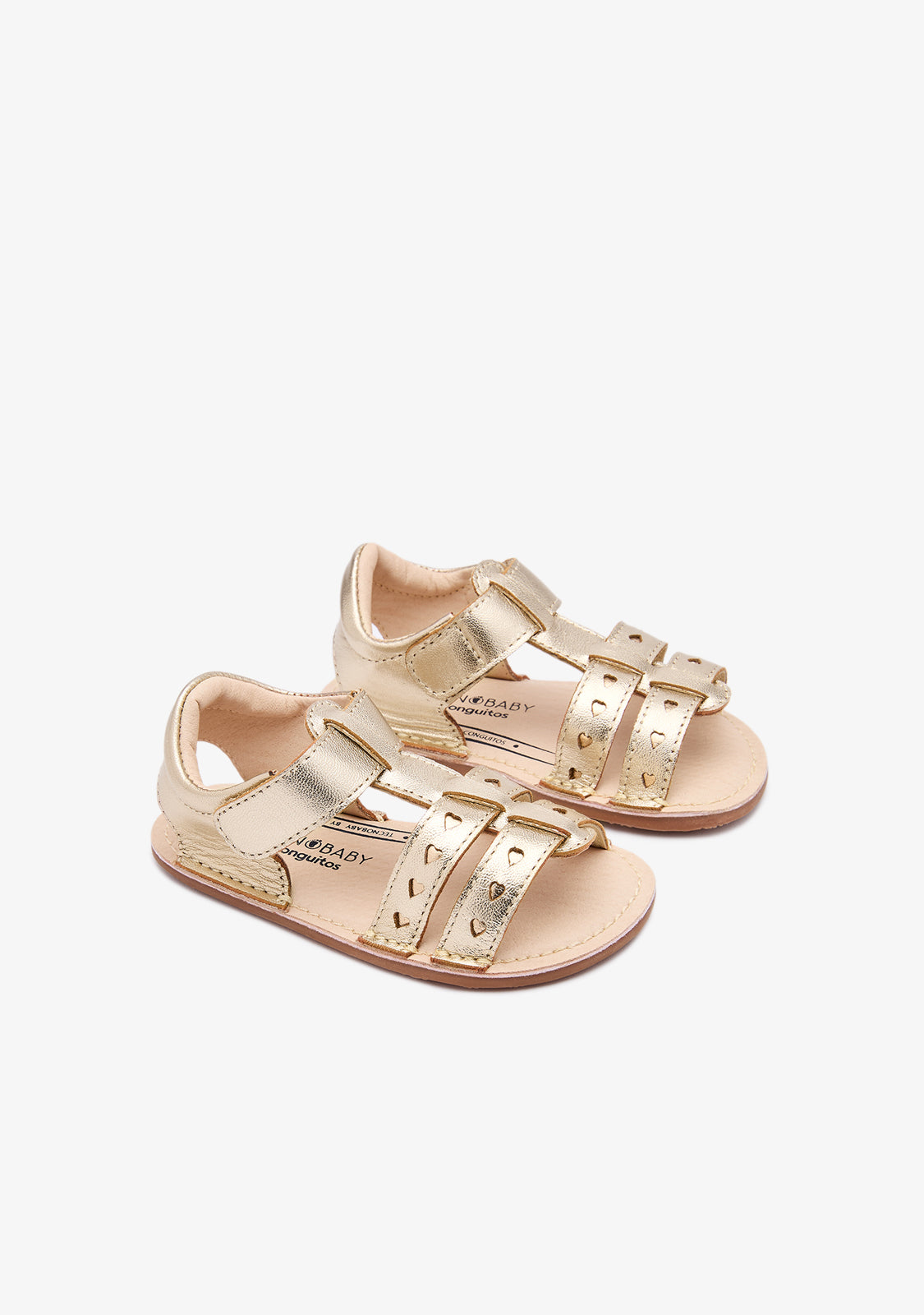 Golden Barefoot Heart Sandals for Baby