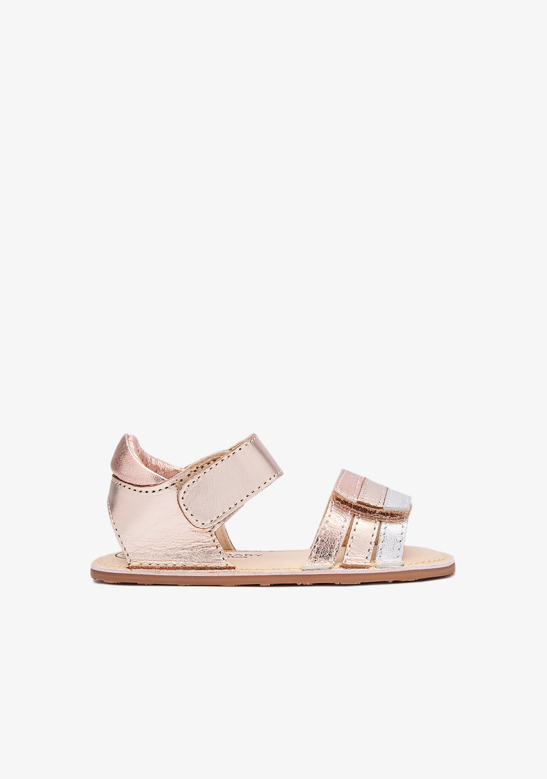 Sandalias Barefoot Tiras Platino Multicolor para Bebé
