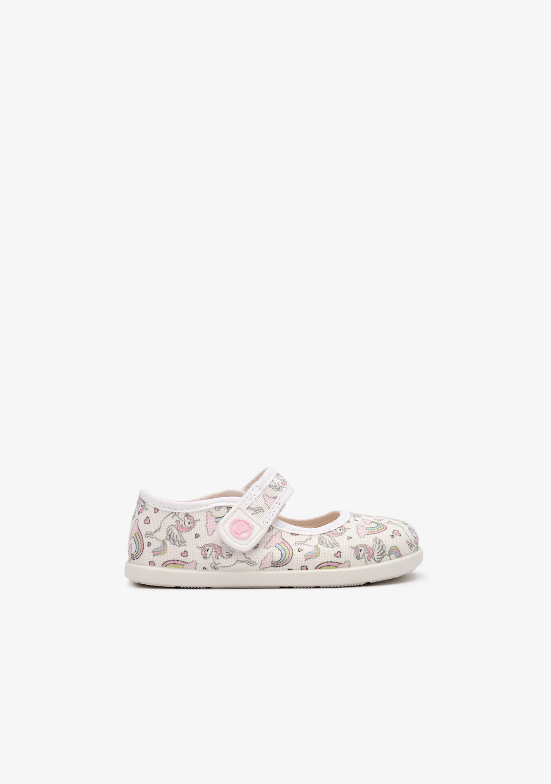 Baby´s Rainbow Unicorn Canvas Barefoot Mary Janes
