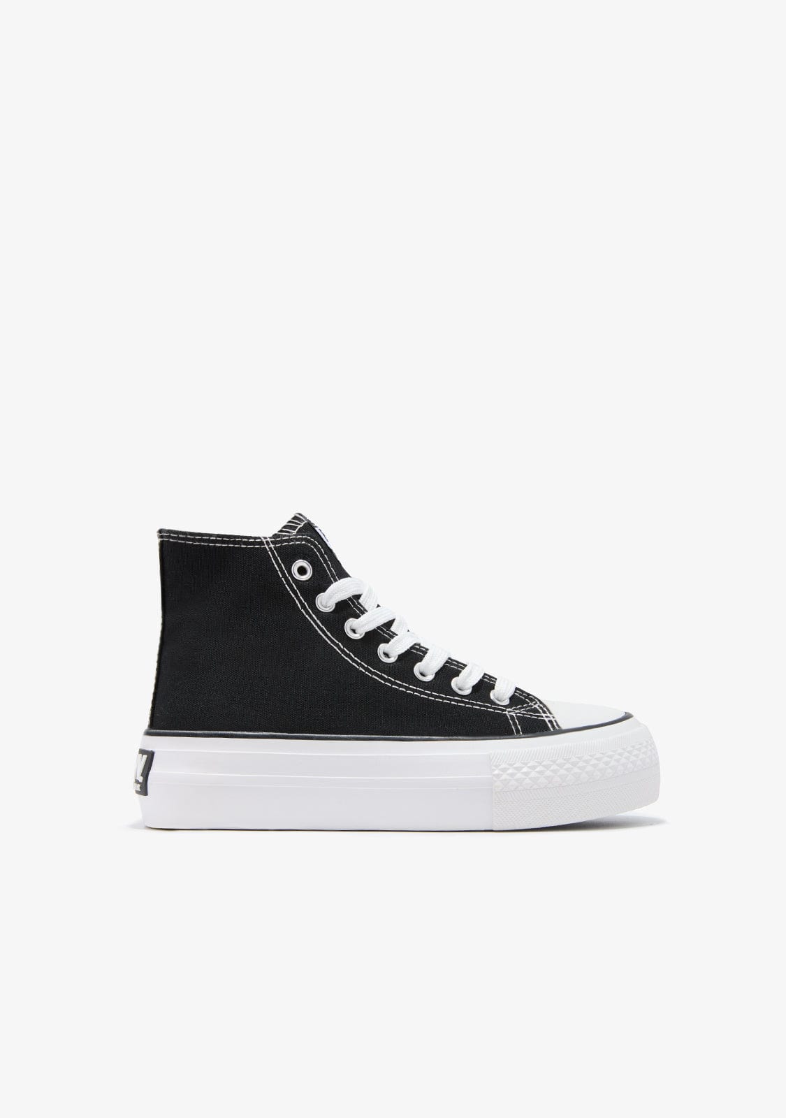 B&W JUNIOR BASKET Black Basic High Top Sneakers B&W