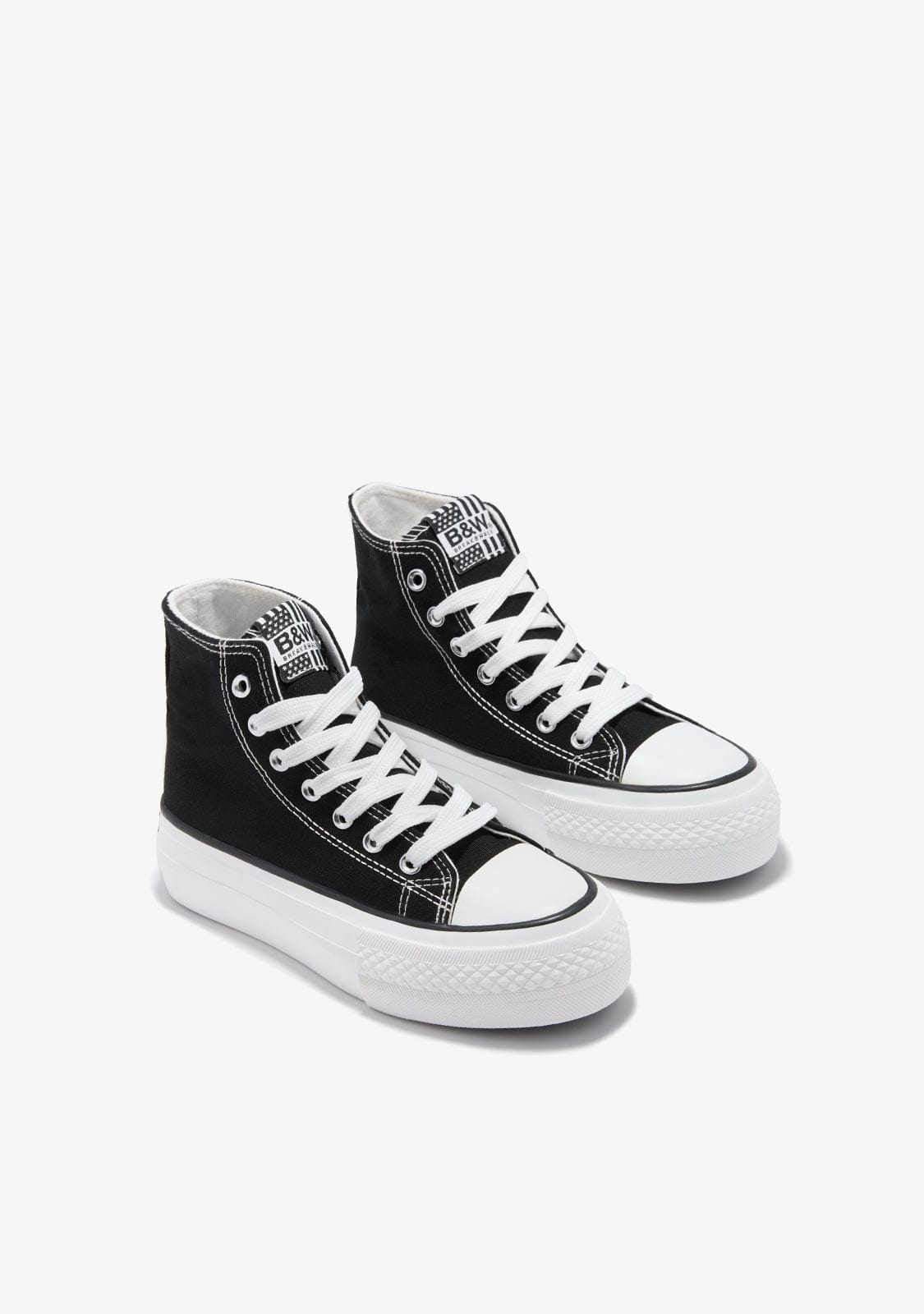 B&W JUNIOR BASKET Black Basic High Top Sneakers B&W