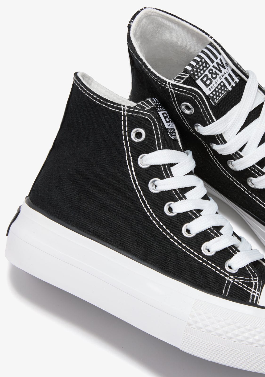 B&W JUNIOR BASKET Black Basic High Top Sneakers B&W