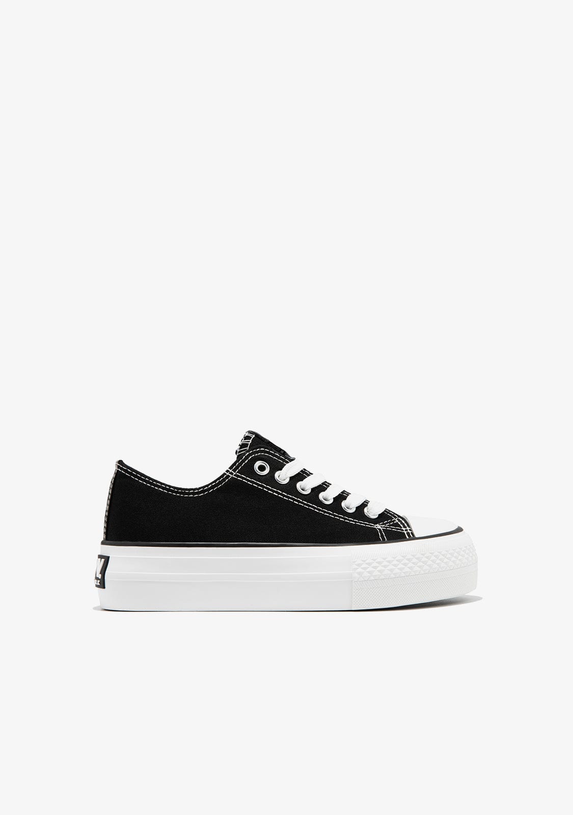 B&W JUNIOR BASKET Black Platform Canvas Sneakers B&W