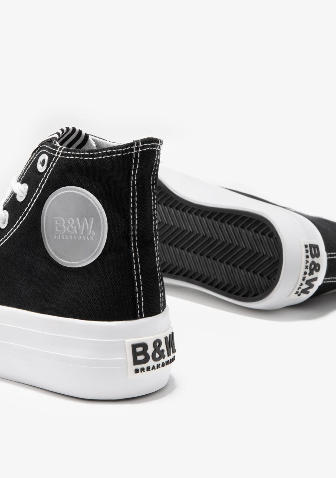 B&W JUNIOR BASKET Canvas Platform High Top Sneakers Black B&W
