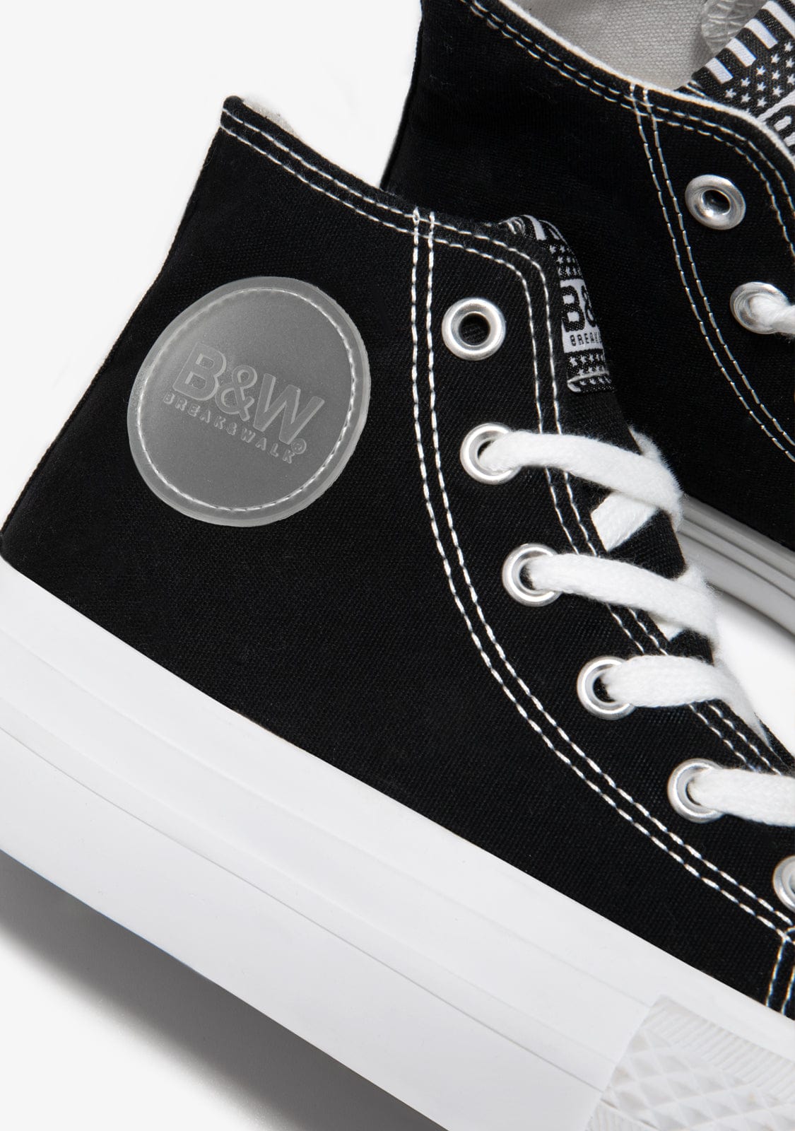 B&W JUNIOR BASKET Canvas Platform High Top Sneakers Black B&W