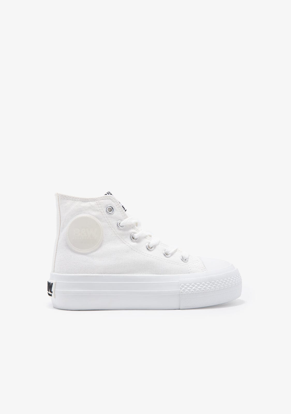 B&W JUNIOR BASKET Canvas Platform High Top Sneakers White B&W