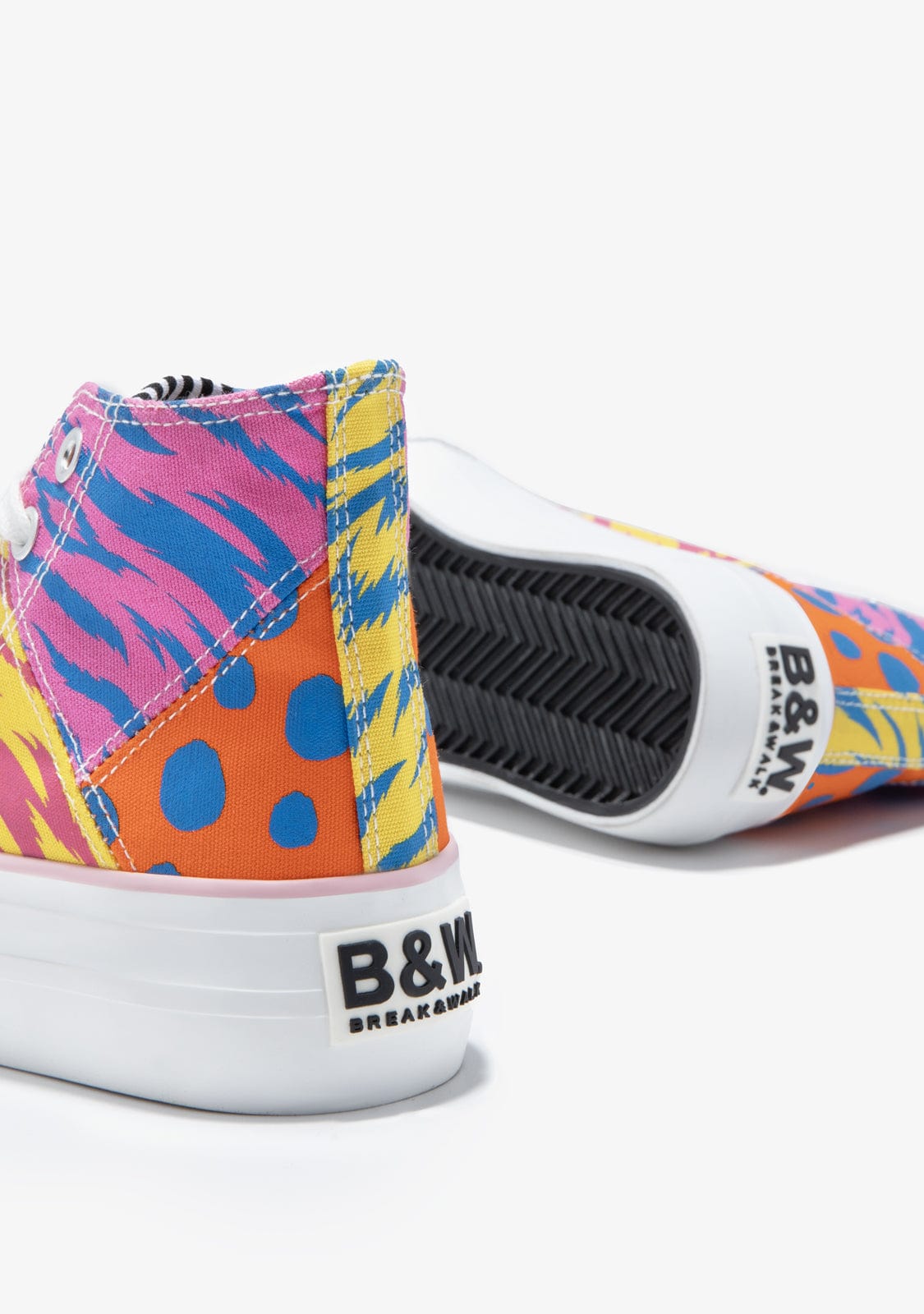 B&W JUNIOR BASKET Multicolor Patchwork Hi-Top Sneakers B&W