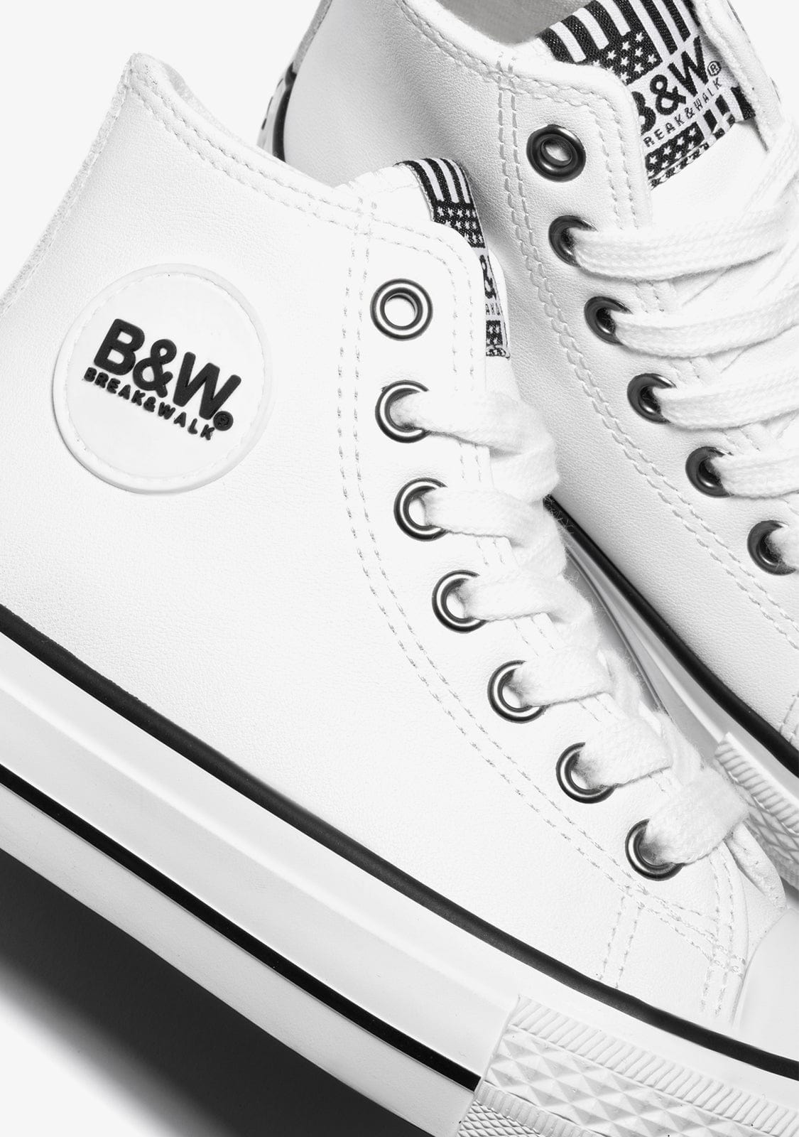 B&W JUNIOR BASKET Unisex White Logo Hi-Top Sneakers Napa B&W