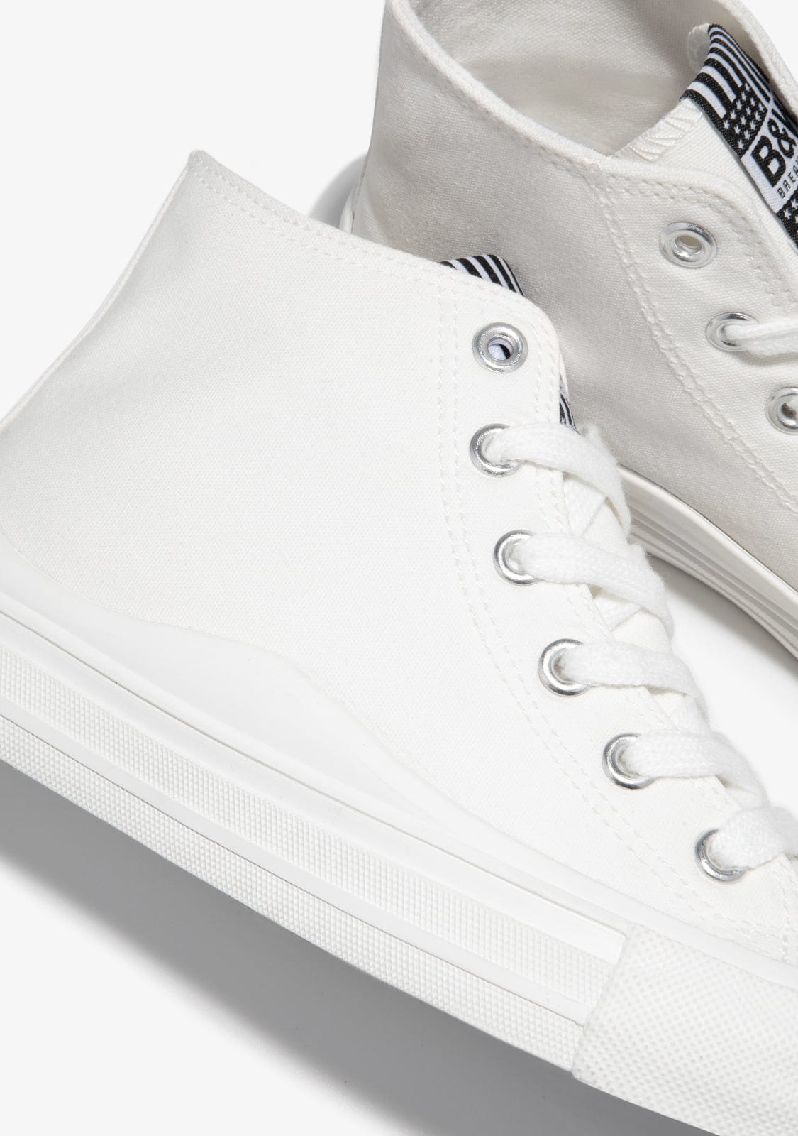 B&W JUNIOR BASKET White Canvas High Top Sneakers B&W