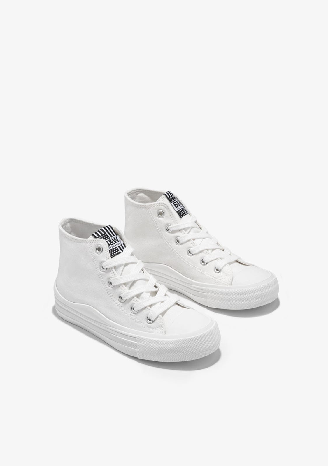 B&W JUNIOR BASKET White Canvas High Top Sneakers B&W