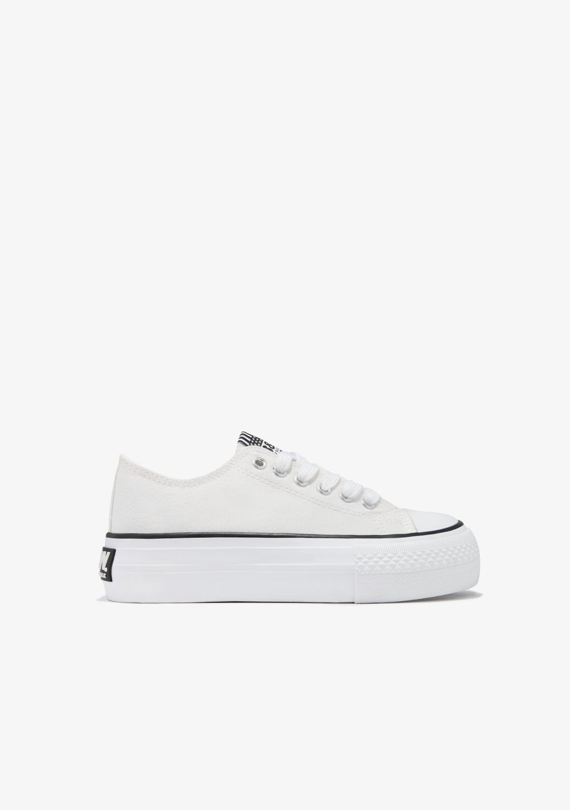 B&W JUNIOR BASKET White Platform Canvas Sneakers B&W