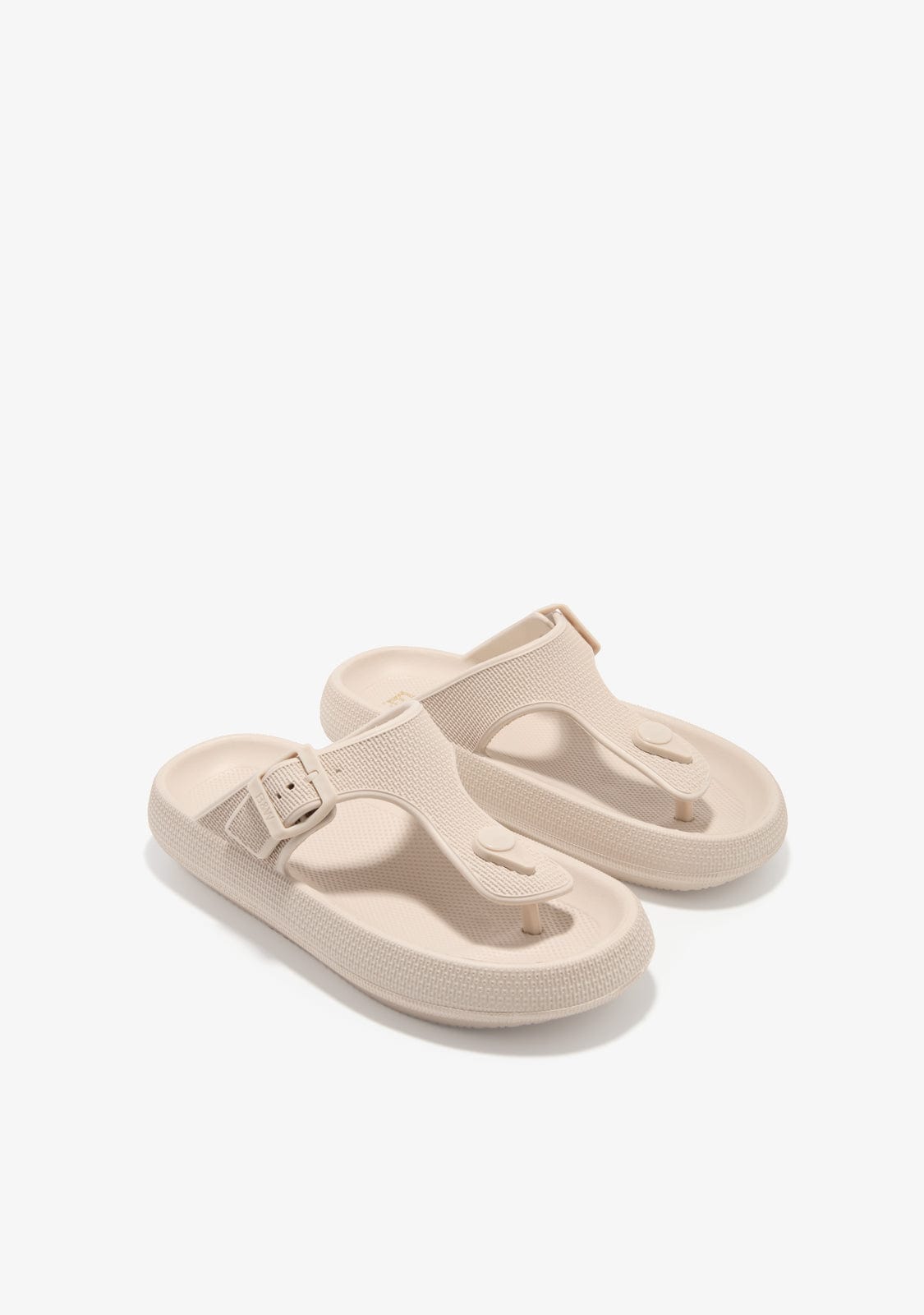 B&W JUNIOR HEBILLAS Beige Buckle Slides