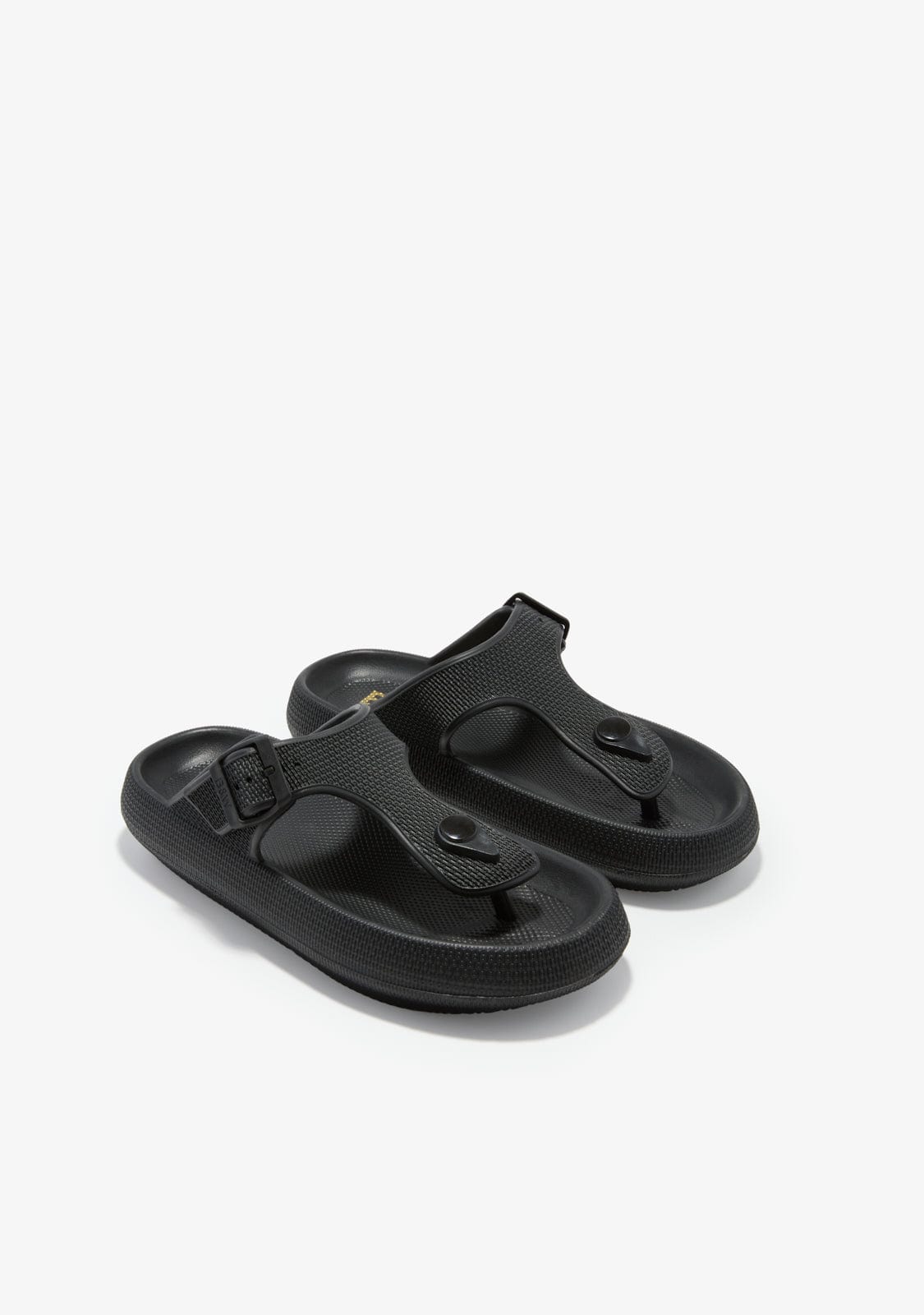 B&W JUNIOR HEBILLAS Black Buckle Slides