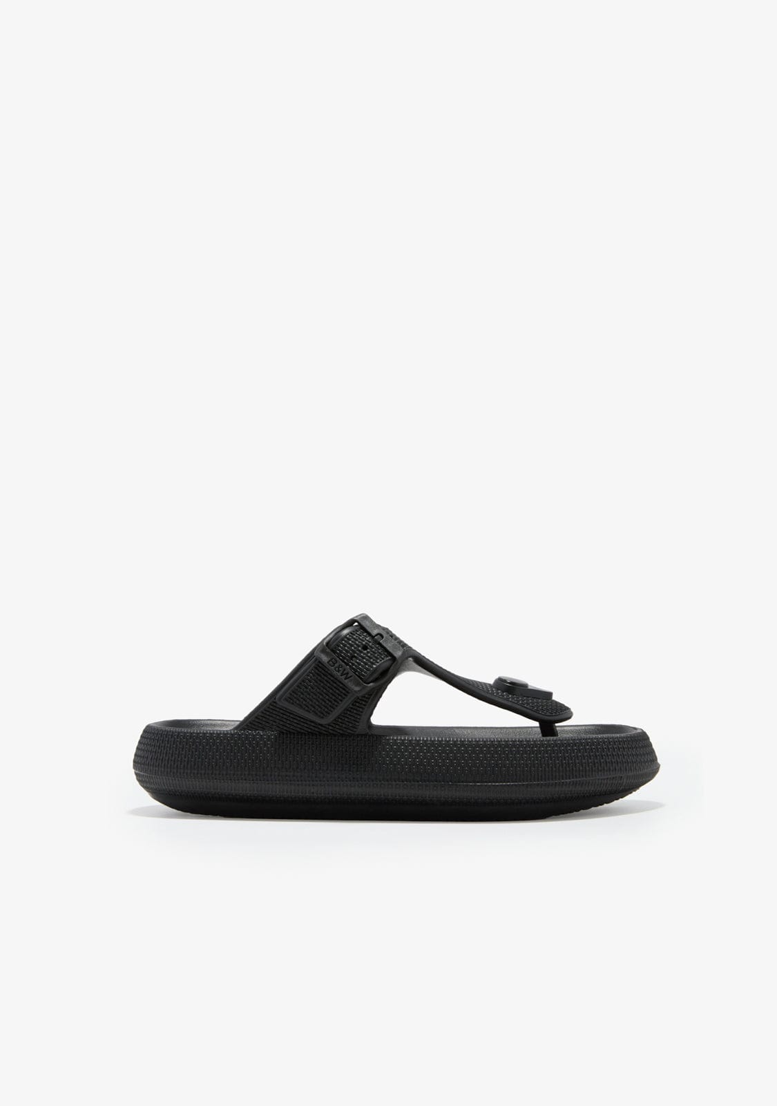 B&W JUNIOR HEBILLAS Black Buckle Slides