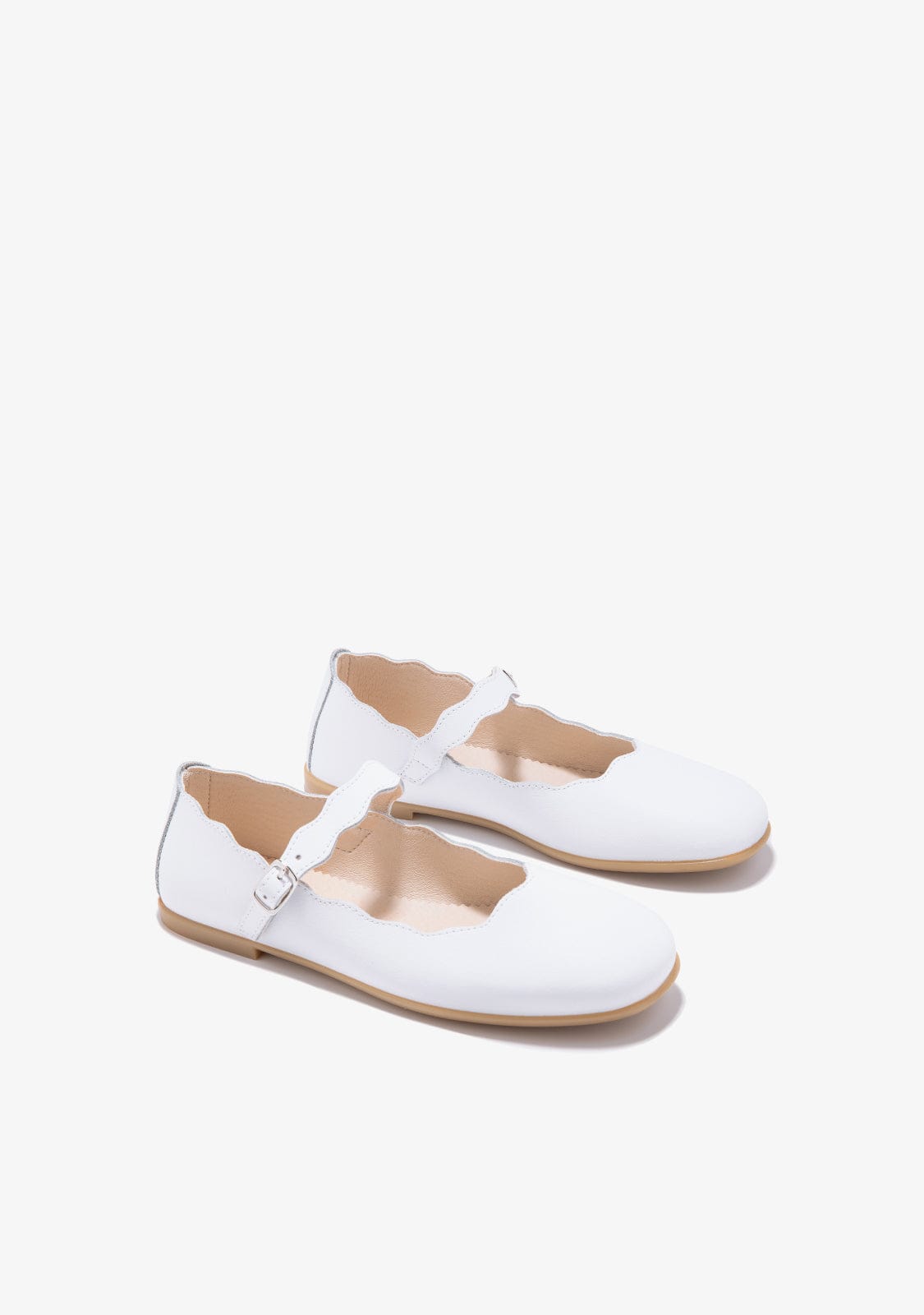 B&W JUNIOR HEBILLAS White Buckle Waves Ballerinas B&W