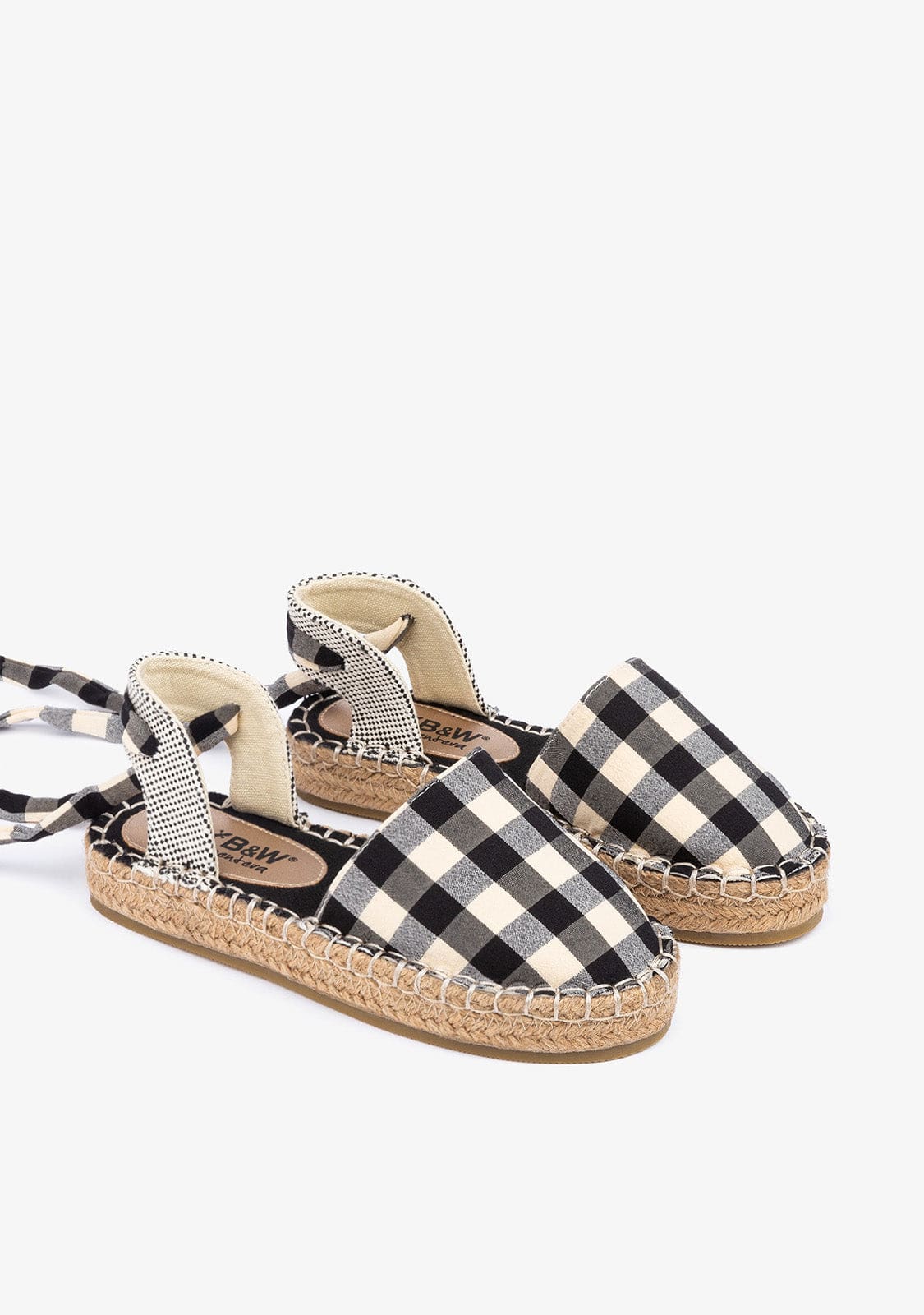 B&W JUNIOR Shoes B&W Girl's Black Vichy Espadrilles