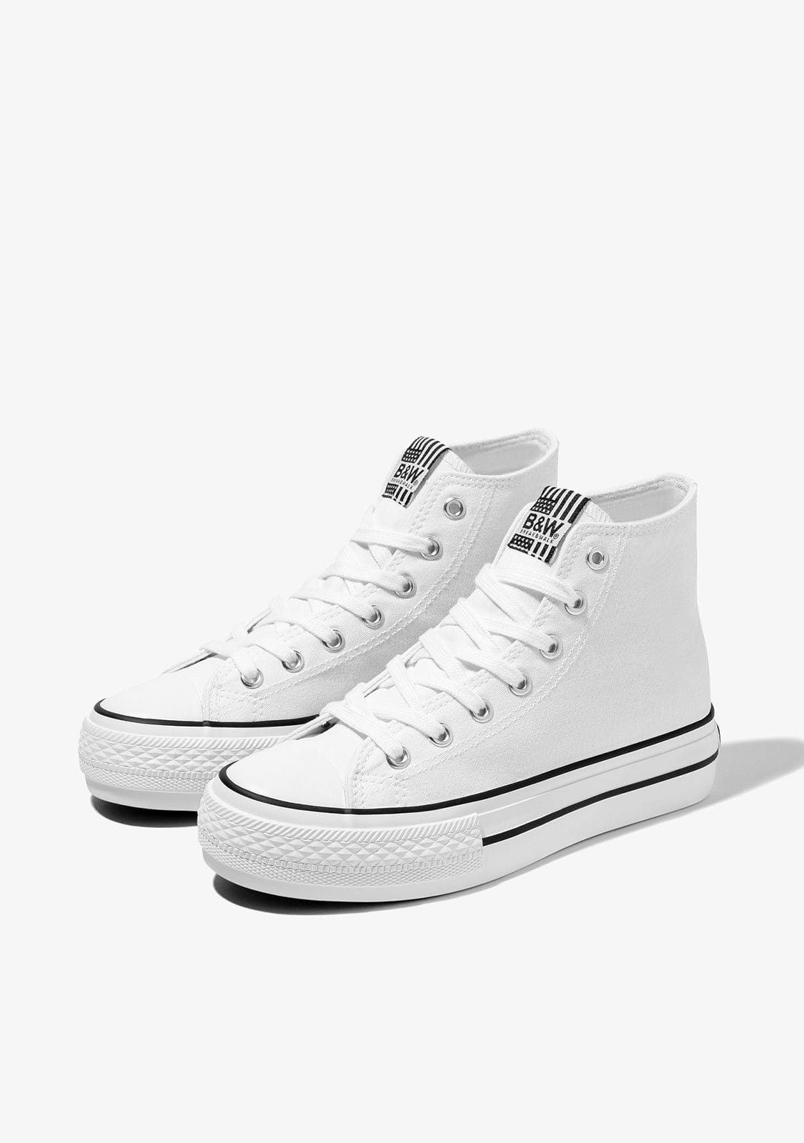 B&W JUNIOR Shoes B&W White Platform Hi-Top Basic Sneakers