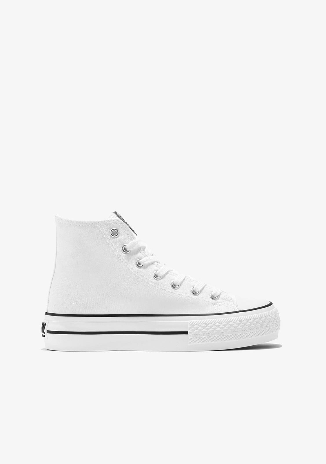 B&W JUNIOR Shoes B&W White Platform Hi-Top Basic Sneakers