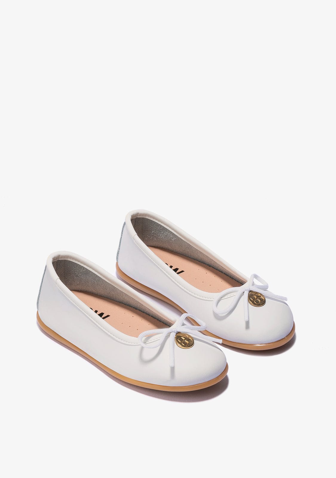 B&W JUNIOR Shoes Girl's Beige Bow Ballerinas Napa B&W