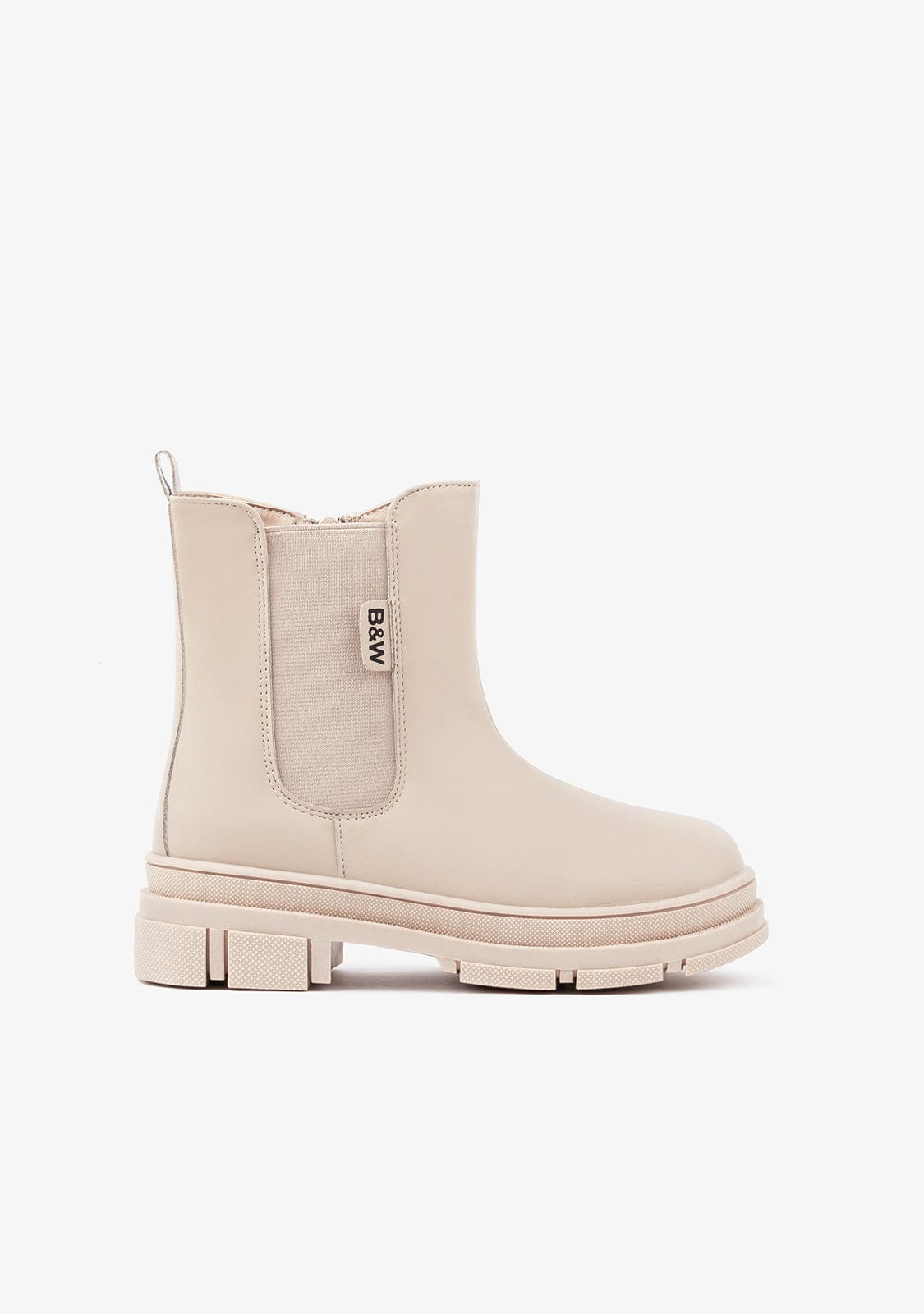 Girl's Boots Elastic Napa Beige B&W