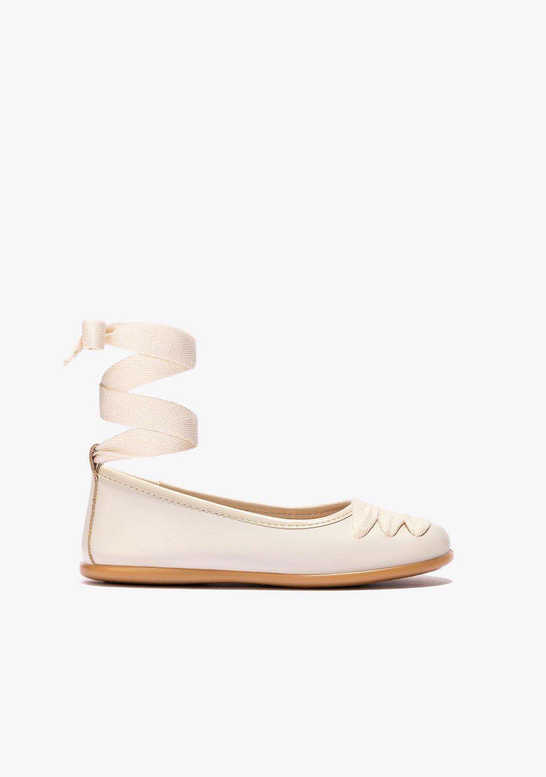 B&W JUNIOR Shoes Girl's Beige With Bow Ballerinas Napa B&W