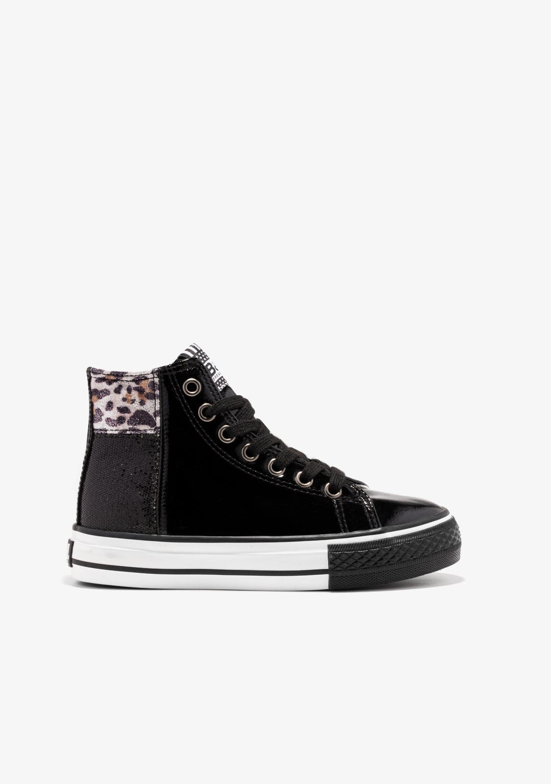 B&W JUNIOR Shoes Girl's Black Patchwork Hi-Top Sneakers B&W