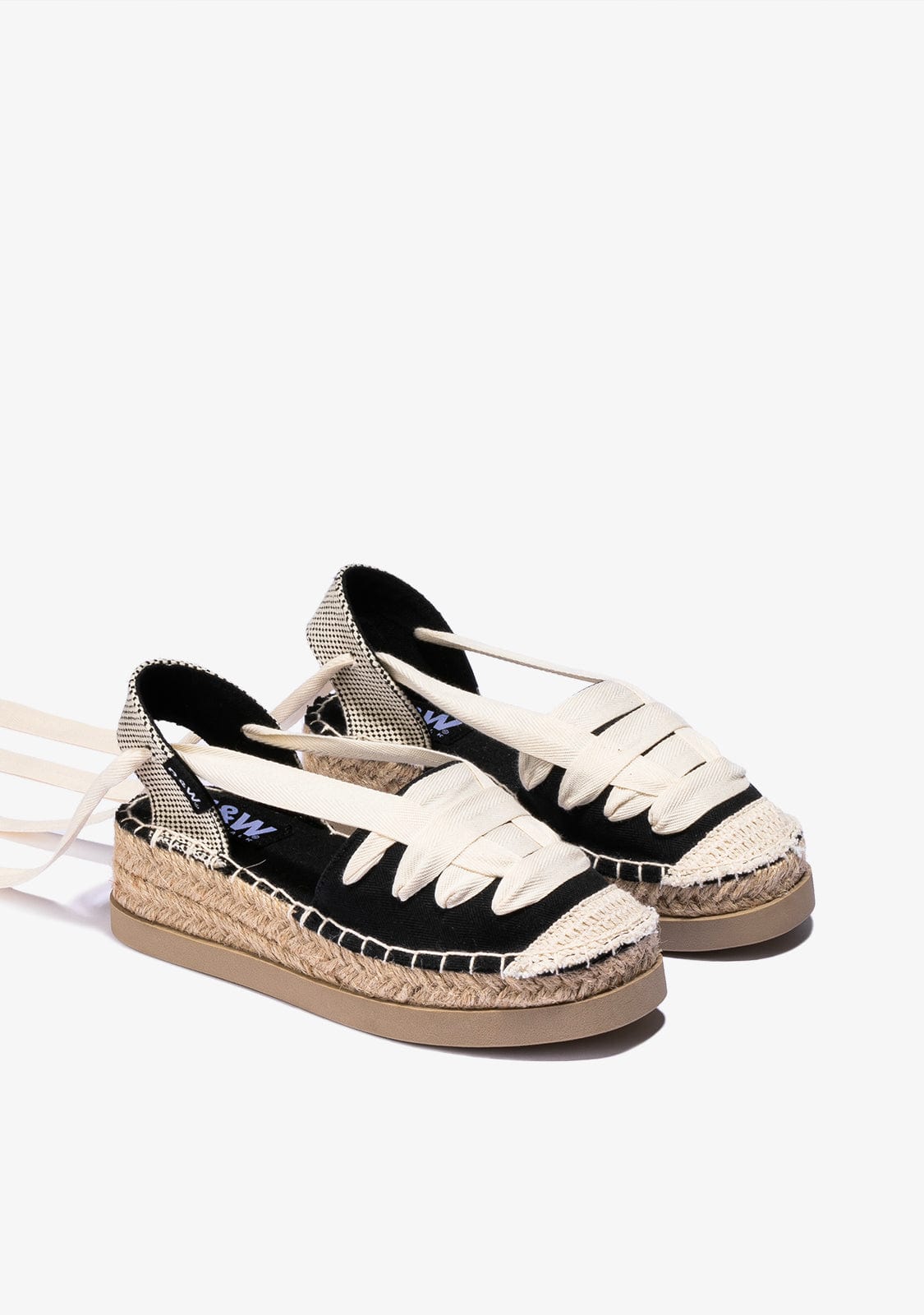 B&W JUNIOR Shoes Girl's Black Wedge Espadrilles Canvas B&W