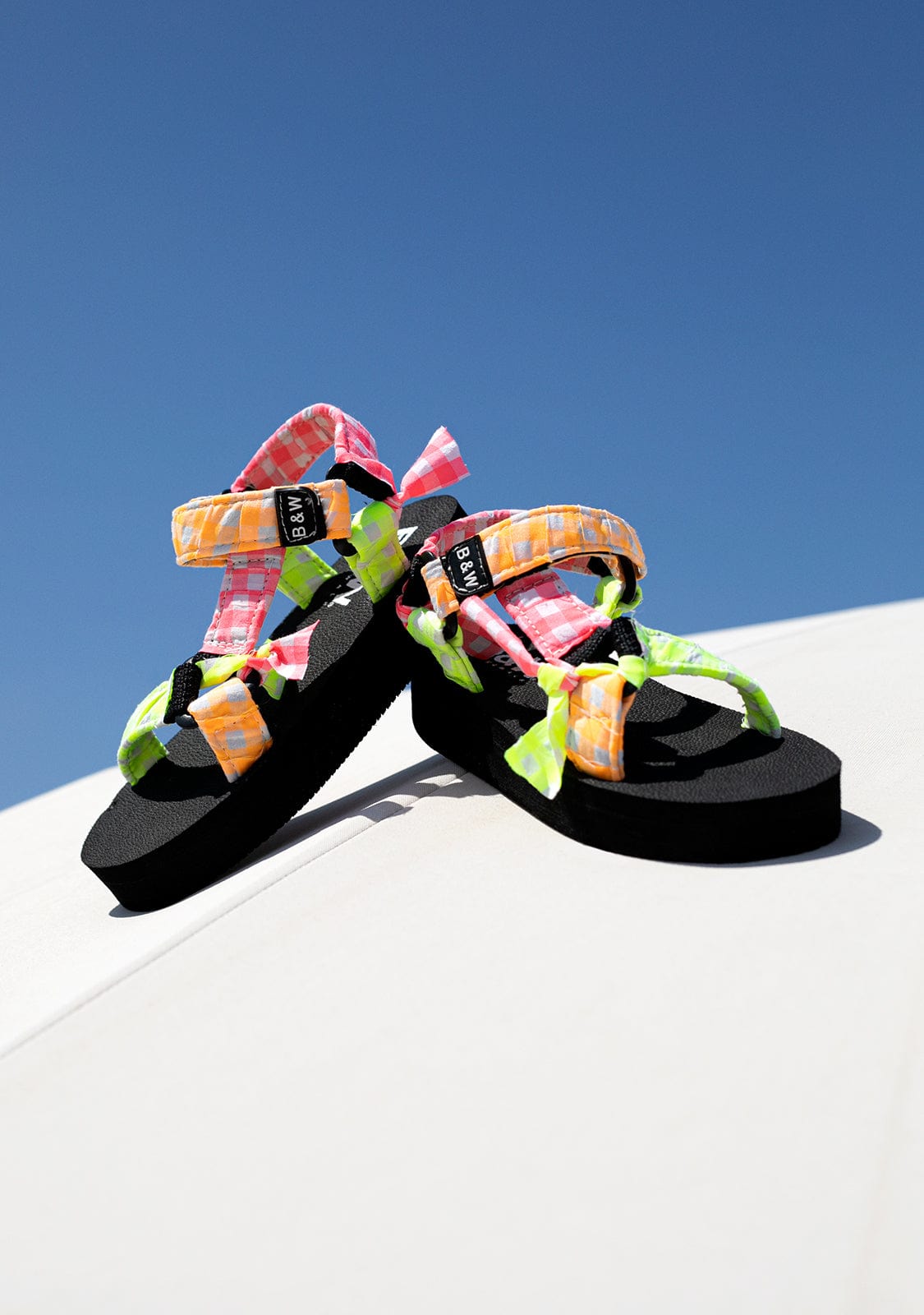 B&W JUNIOR Shoes Girl's Multicolour Squares Vichy Sandals B&W