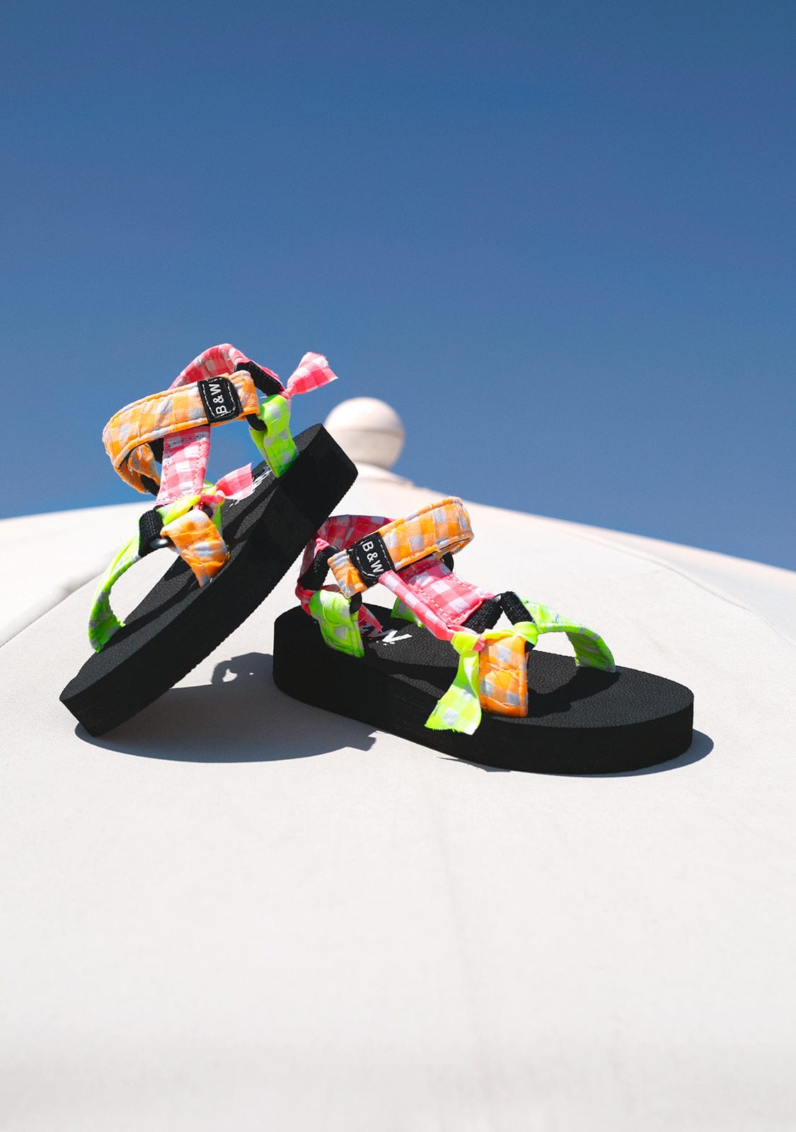 B&W JUNIOR Shoes Girl's Multicolour Squares Vichy Sandals B&W