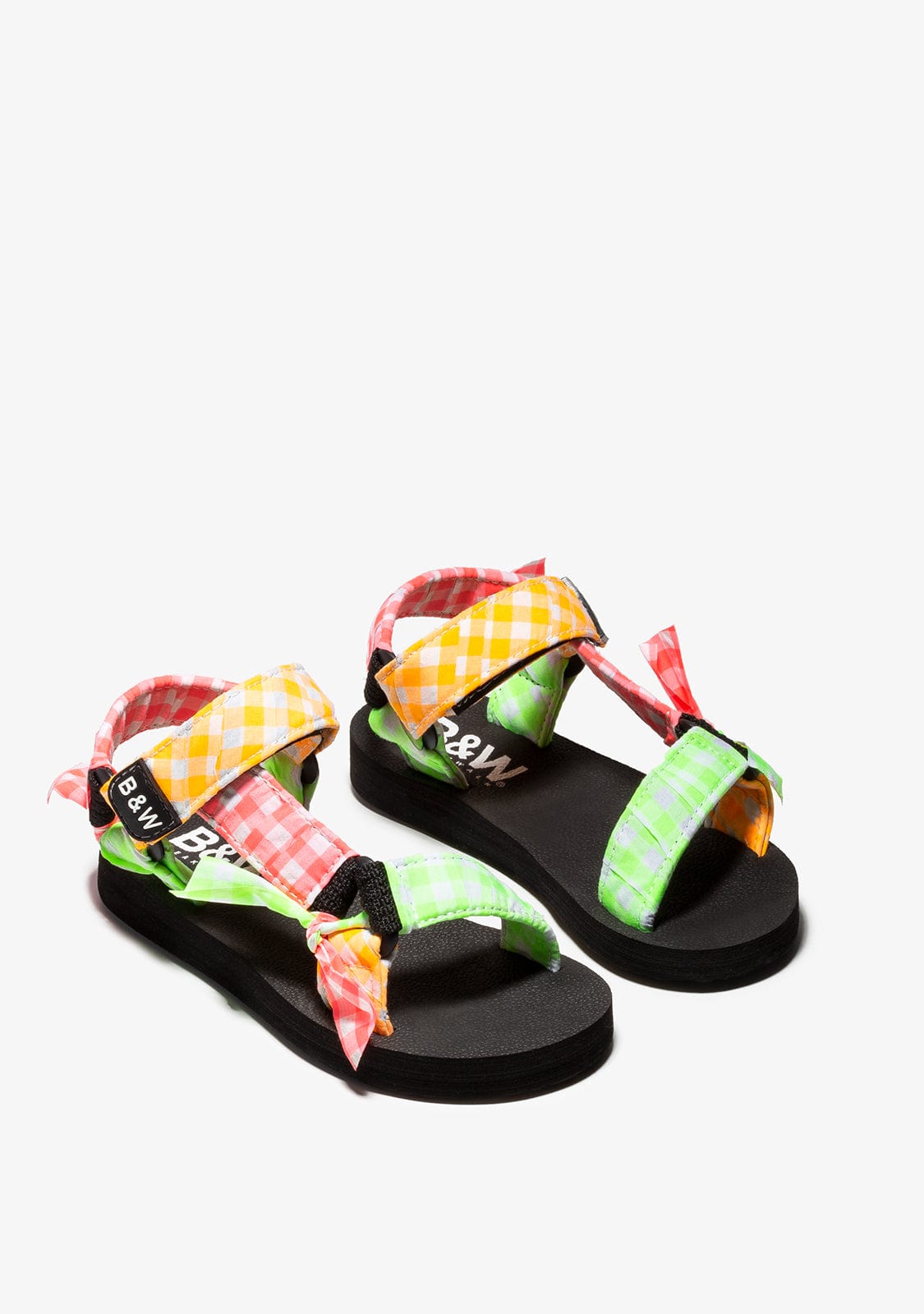 B&W JUNIOR Shoes Girl's Multicolour Squares Vichy Sandals B&W