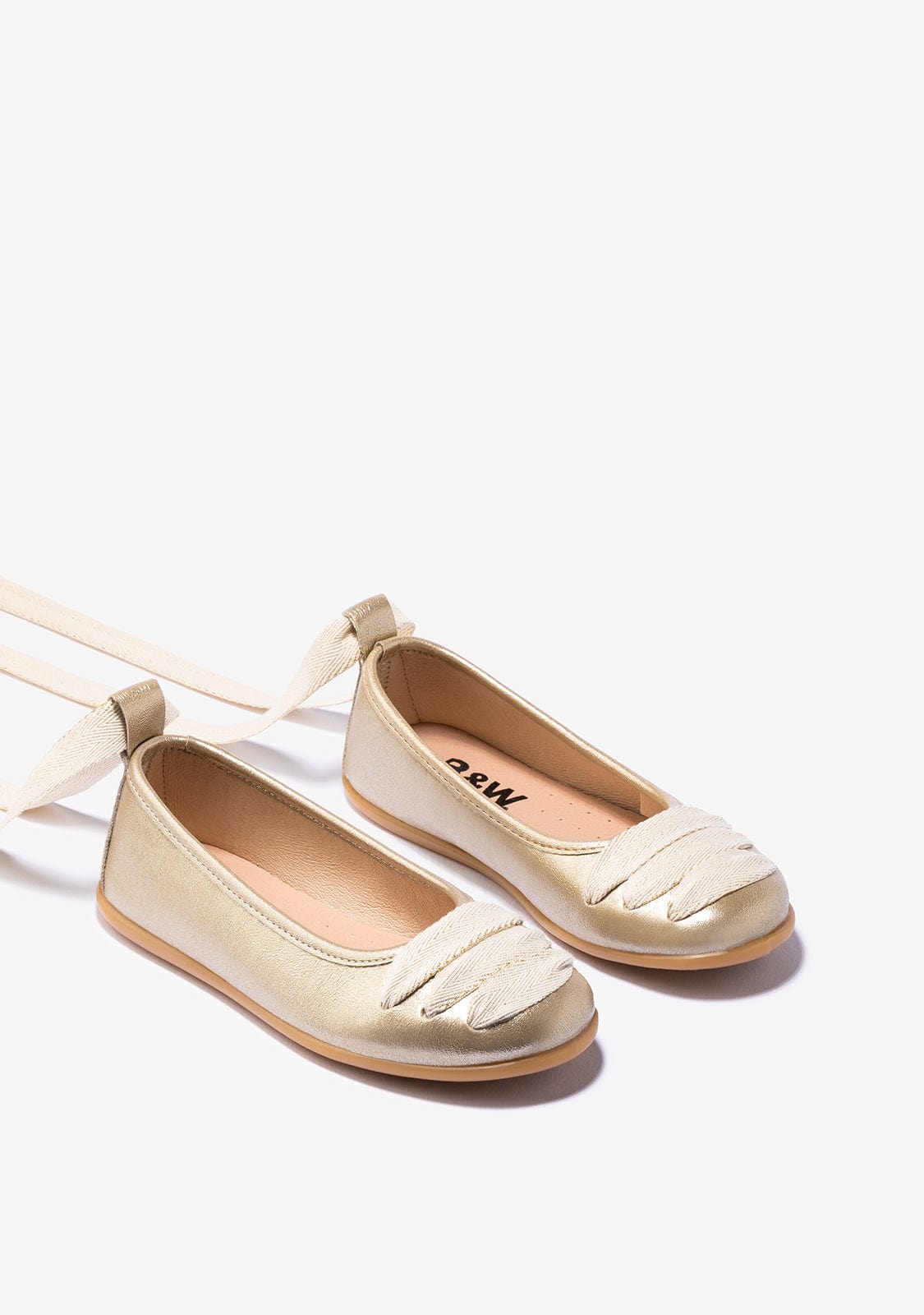 B&W JUNIOR Shoes Girl's Platinum With Bow Ballerinas B&W