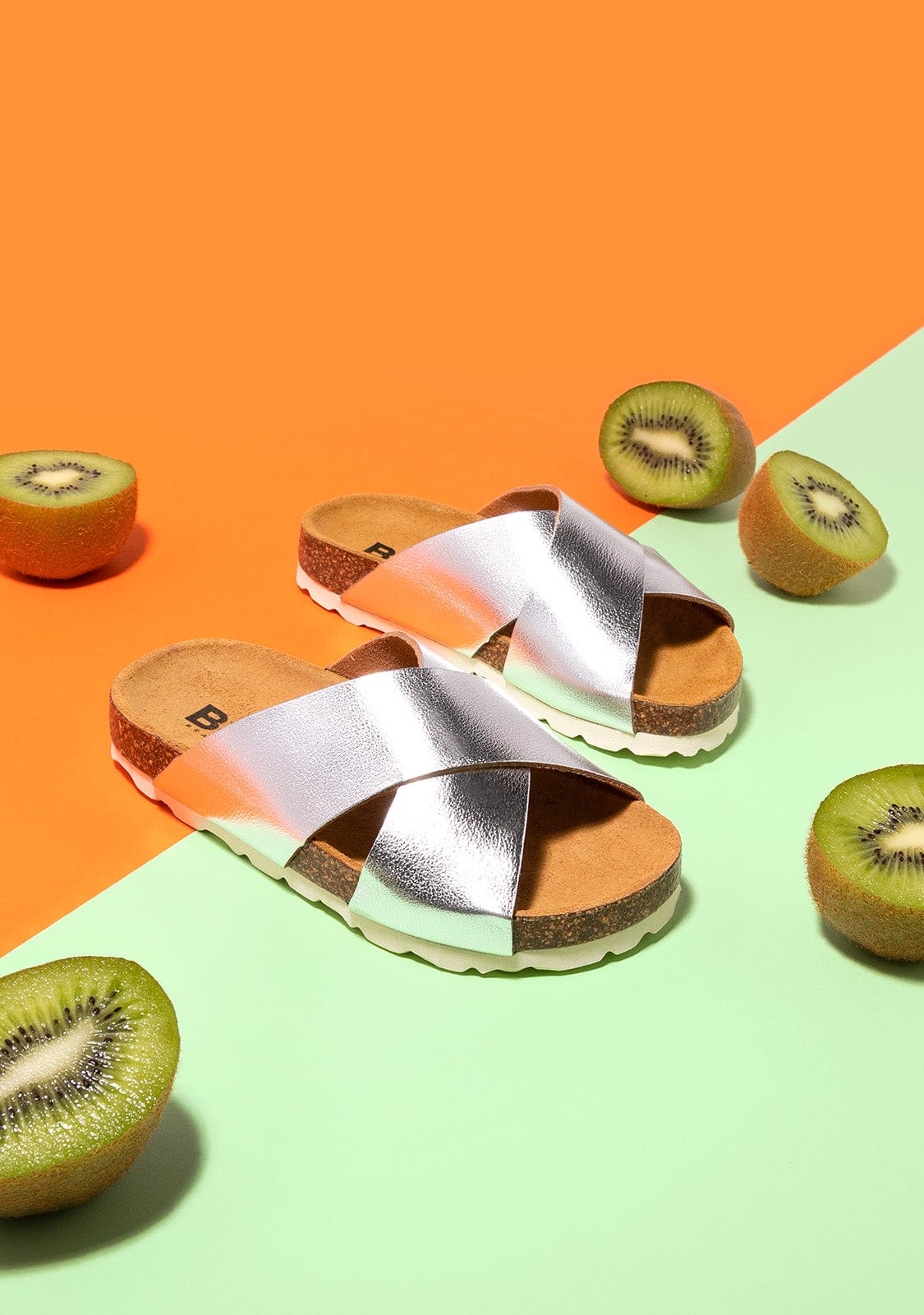 B&W JUNIOR Shoes Girl's Silver Basic Bio Sandals