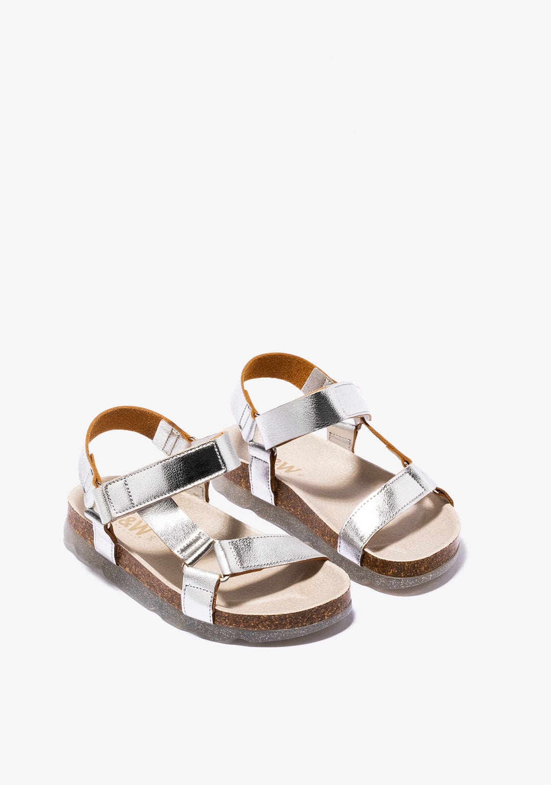 B&W JUNIOR Shoes Girl's Silver Bio Sandals Metallized B&W