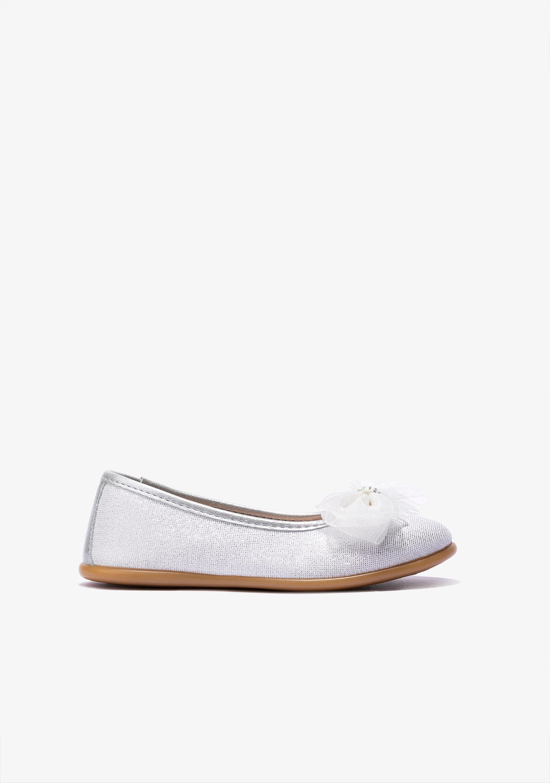 B&W JUNIOR Shoes Girl's Silver Bow Ballerinas B&W