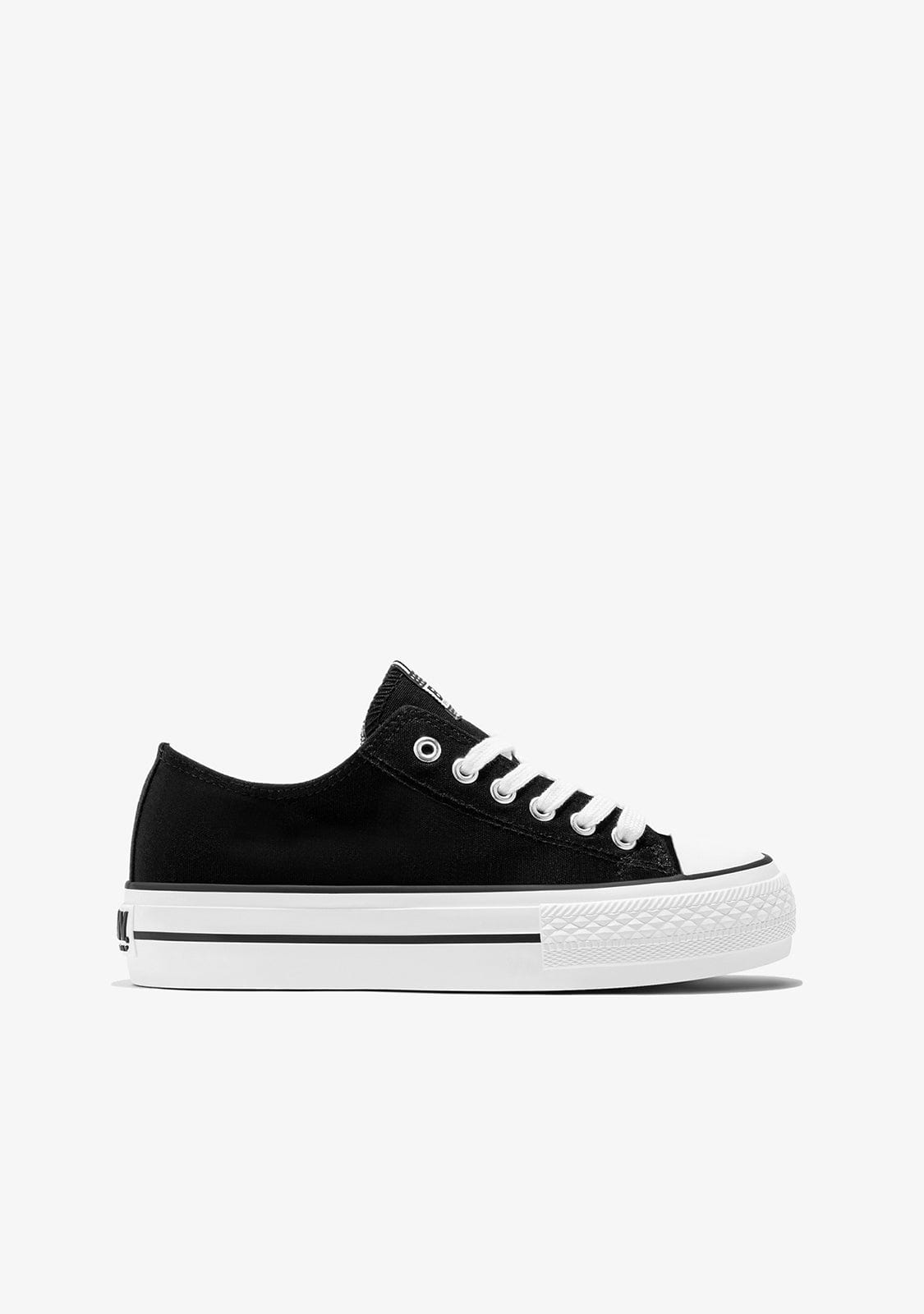 B&W JUNIOR Shoes Unisex Black Basic Sneakers Canvas B&W