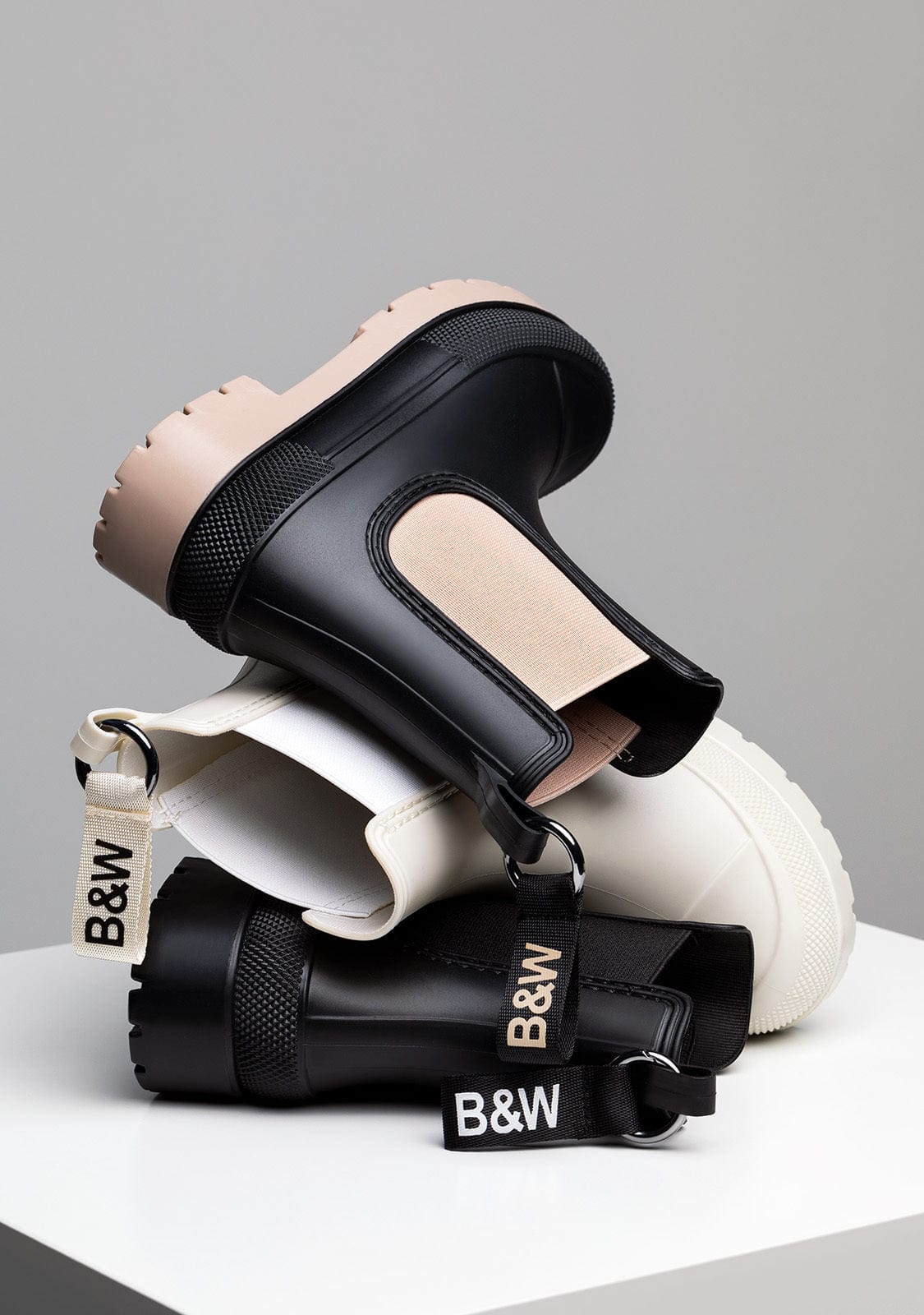 B&W JUNIOR Shoes Unisex Black Rain Boots B&W