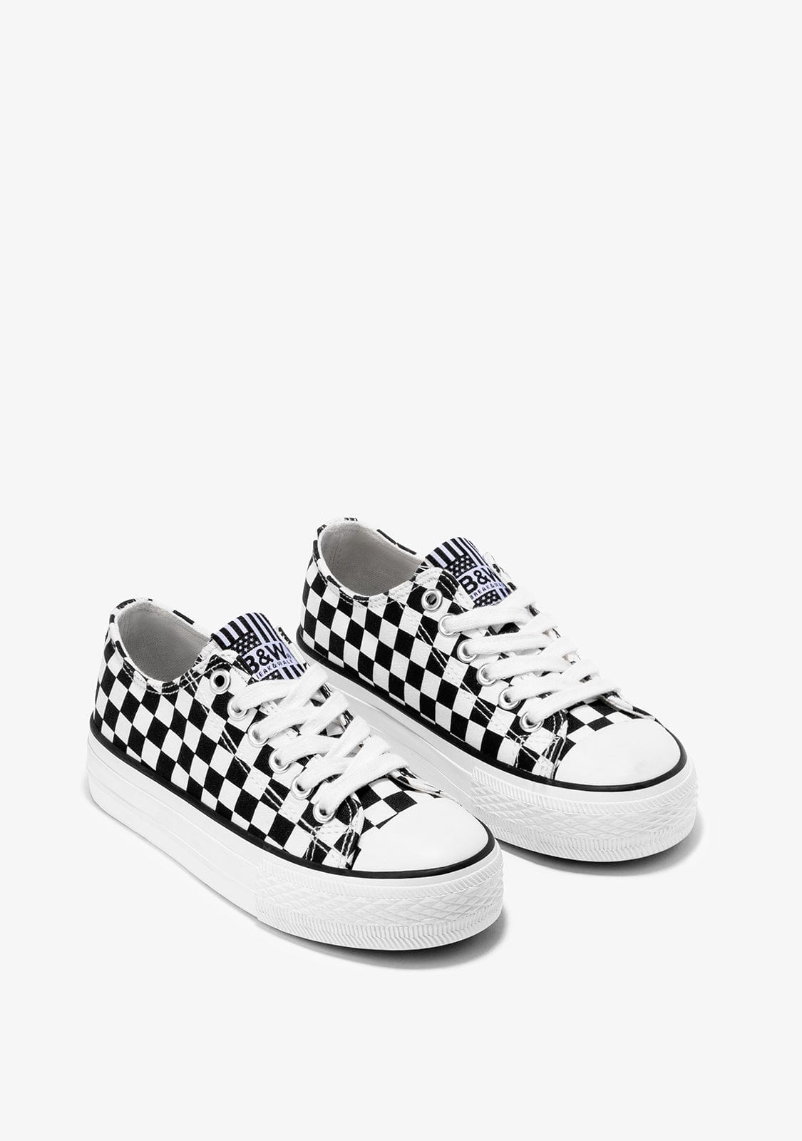 B&W JUNIOR Shoes Unisex Black White Sneakers Canvas B&W